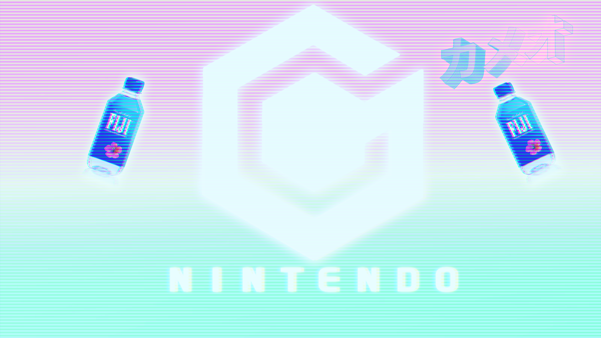 General 1920x1080 vaporwave Nintendo katakana GameCube logo cyan