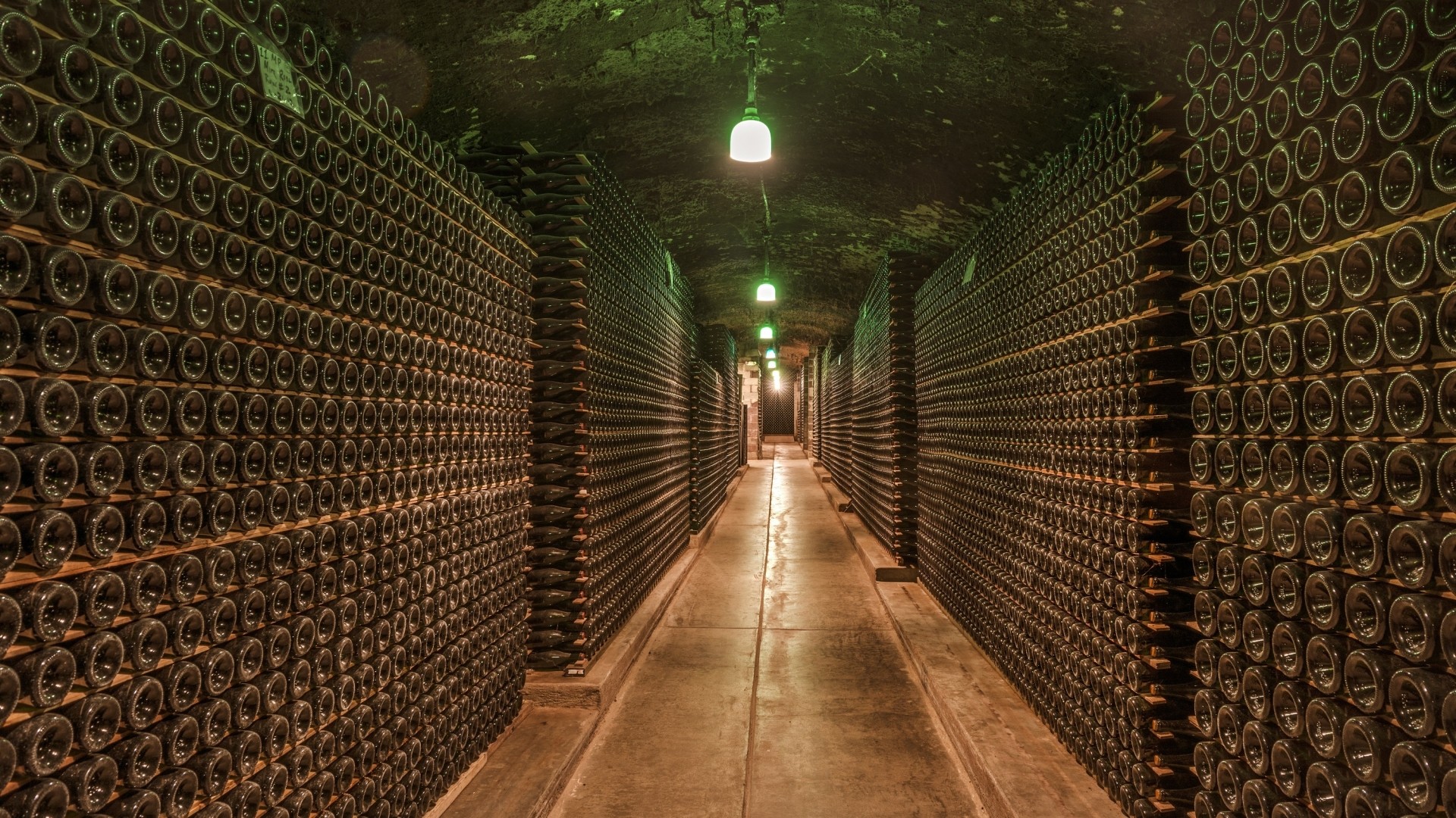General 1920x1080 wine cellars bottles lights hallway HDR California USA