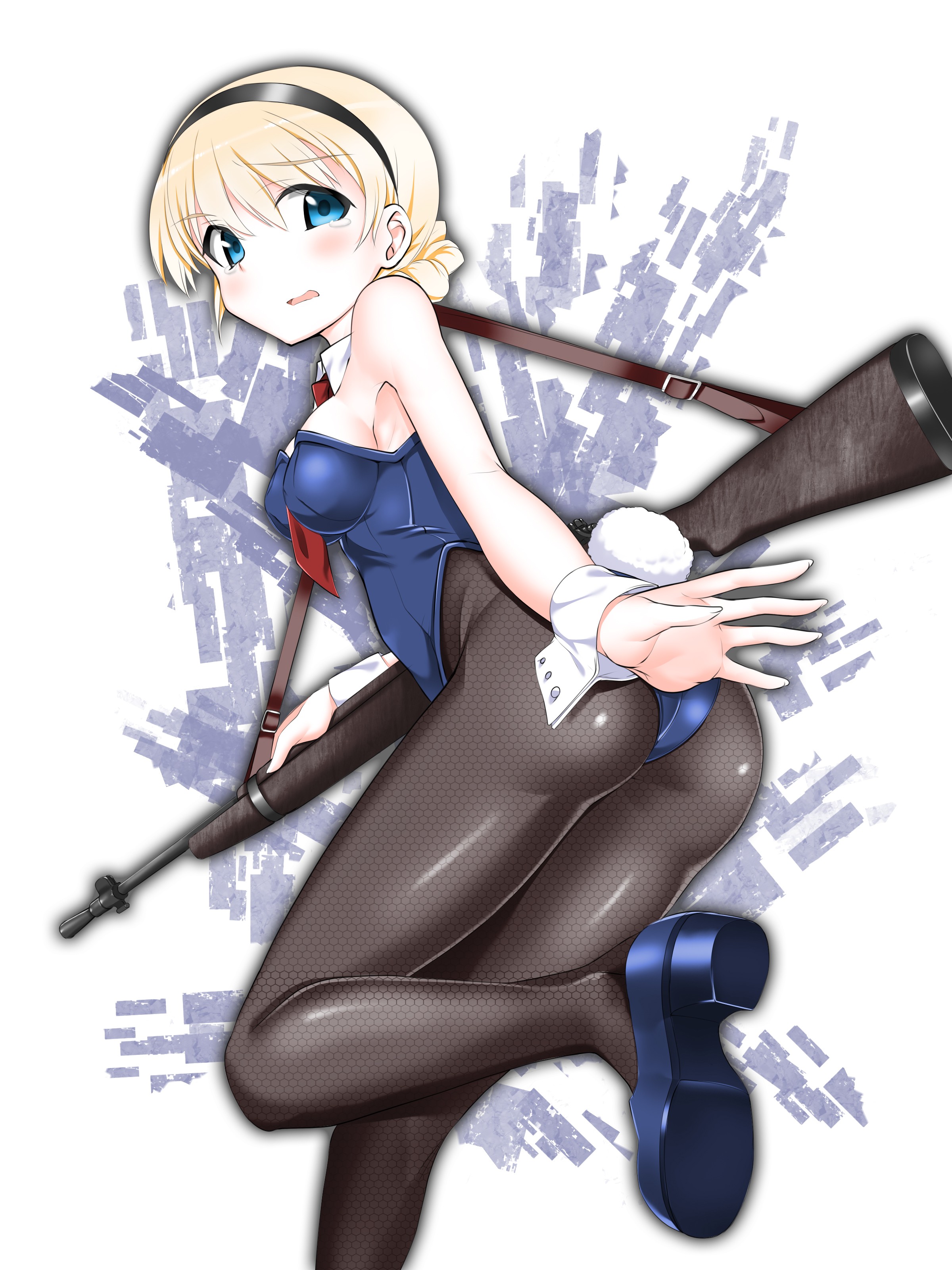 Anime 2400x3200 anime anime girls Strike Witches ass gun heels tail weapon short hair blonde blue eyes