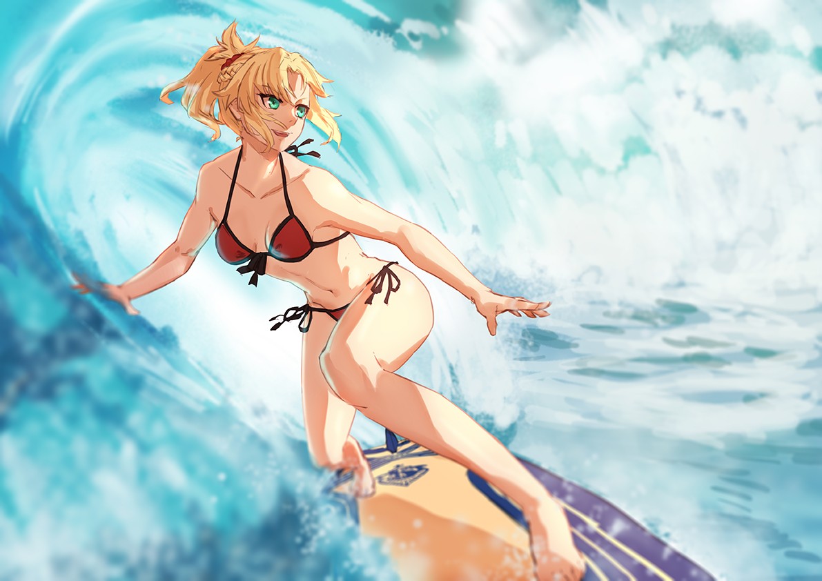 Anime 1191x842 Fate series sea blonde anime girls anime Mordred (Fate/Apocrypha) bikini