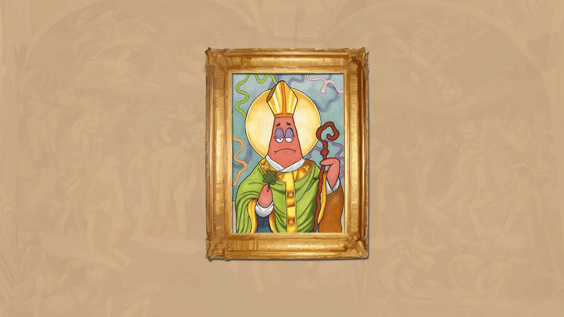 General 1920x1080 pope humor Patrick Star painting hanged wall