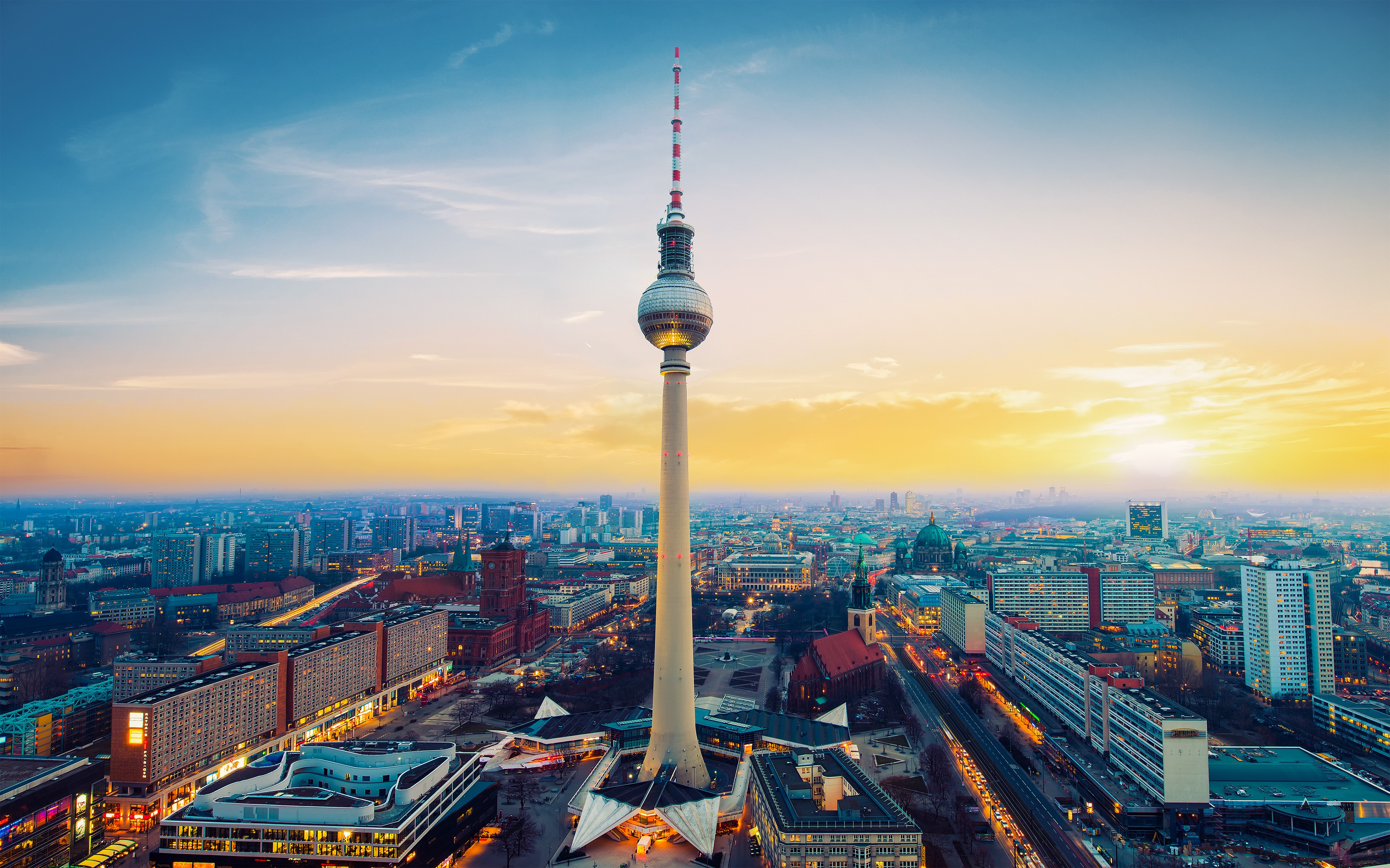 General 3840x2400 city Berlin cityscape Germany sky