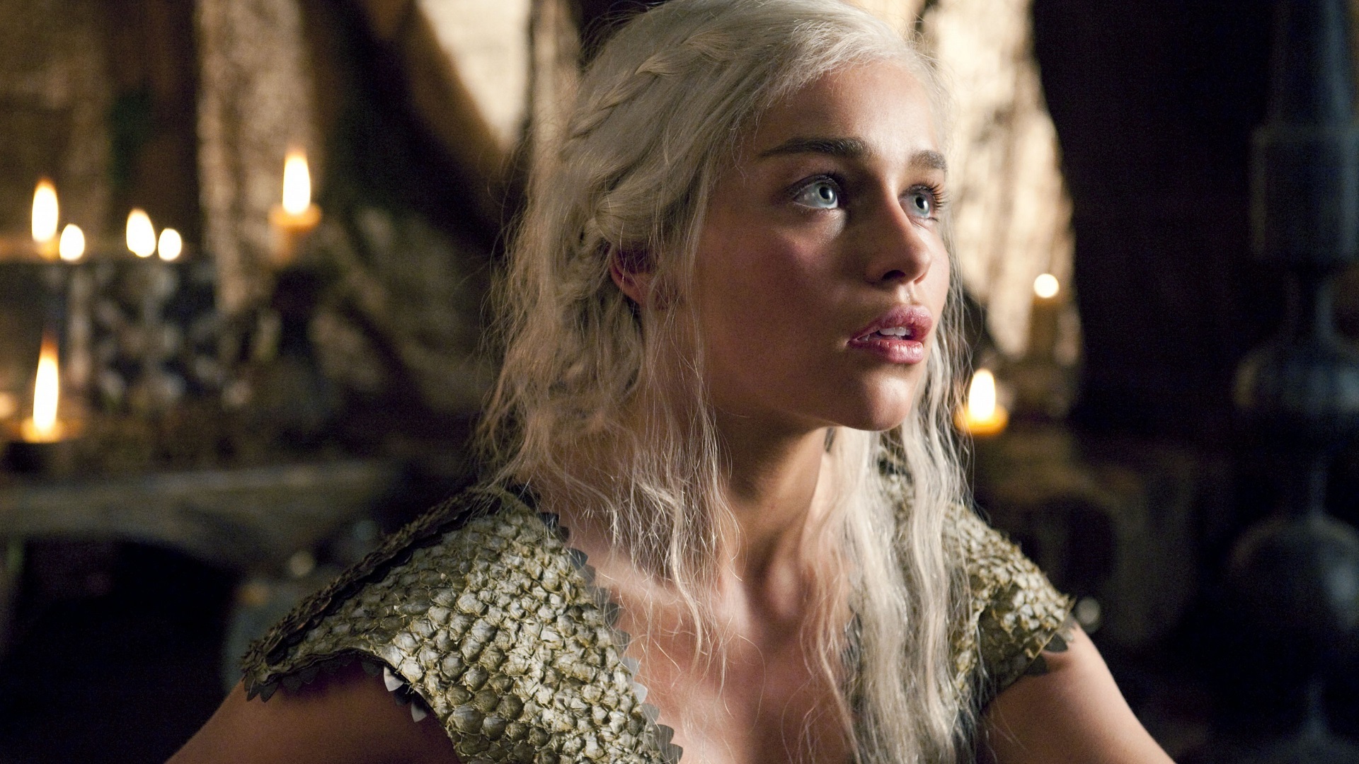 People 1920x1080 Emilia Clarke Daenerys Targaryen women blonde silver hair blue eyes long hair face Game of Thrones actress shocked