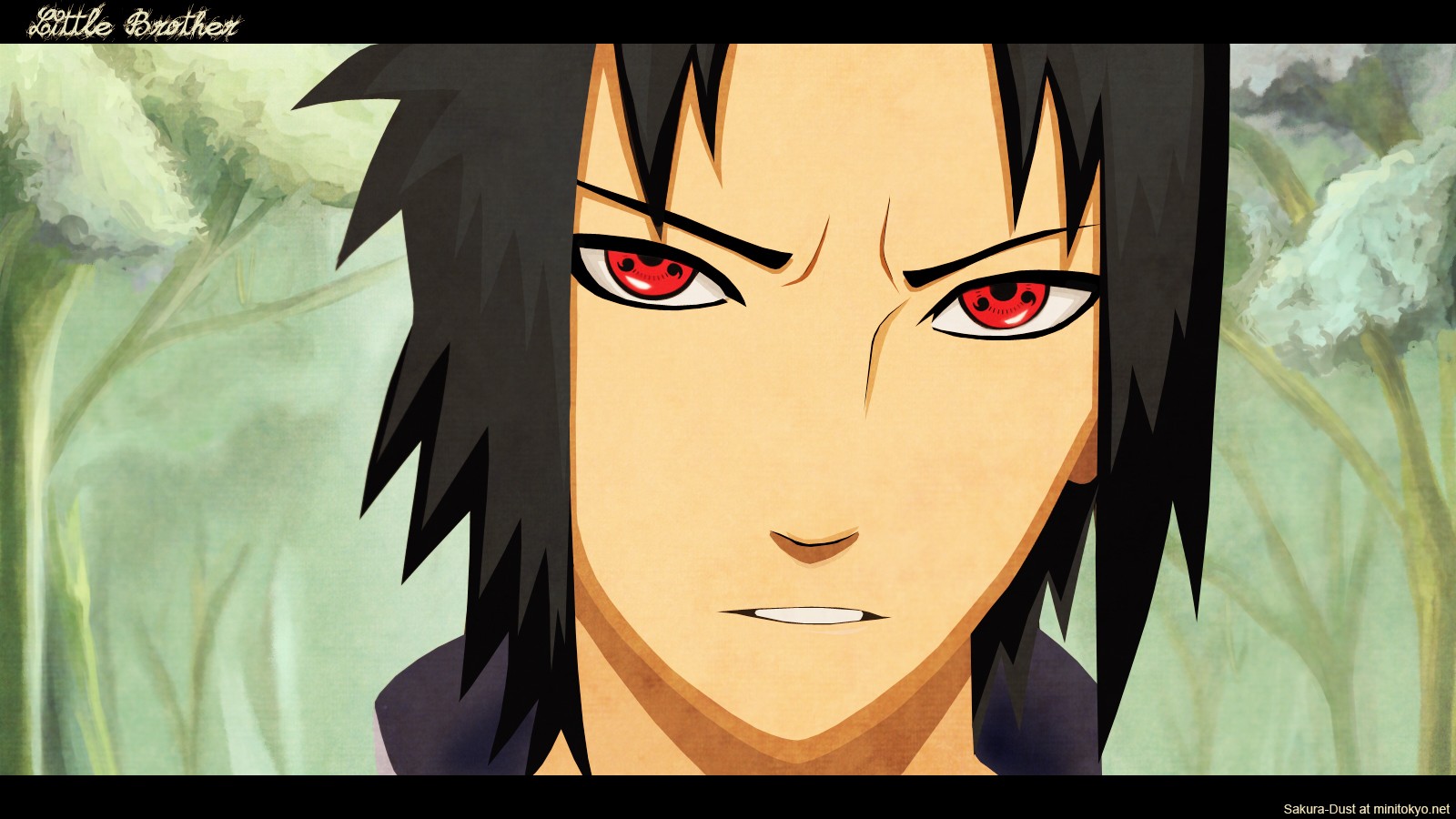 Anime 1600x900 anime Naruto Shippuden Uchiha Sasuke anime boys dark hair face red eyes