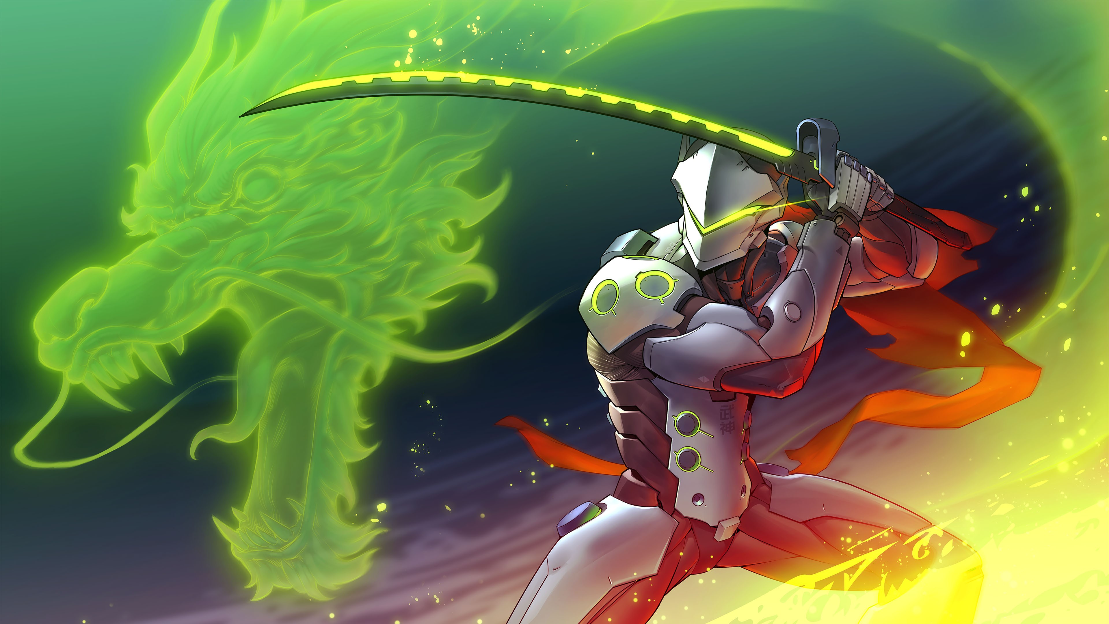 General 3840x2161 Overwatch video games Genji (Overwatch) PC gaming sword weapon video game characters