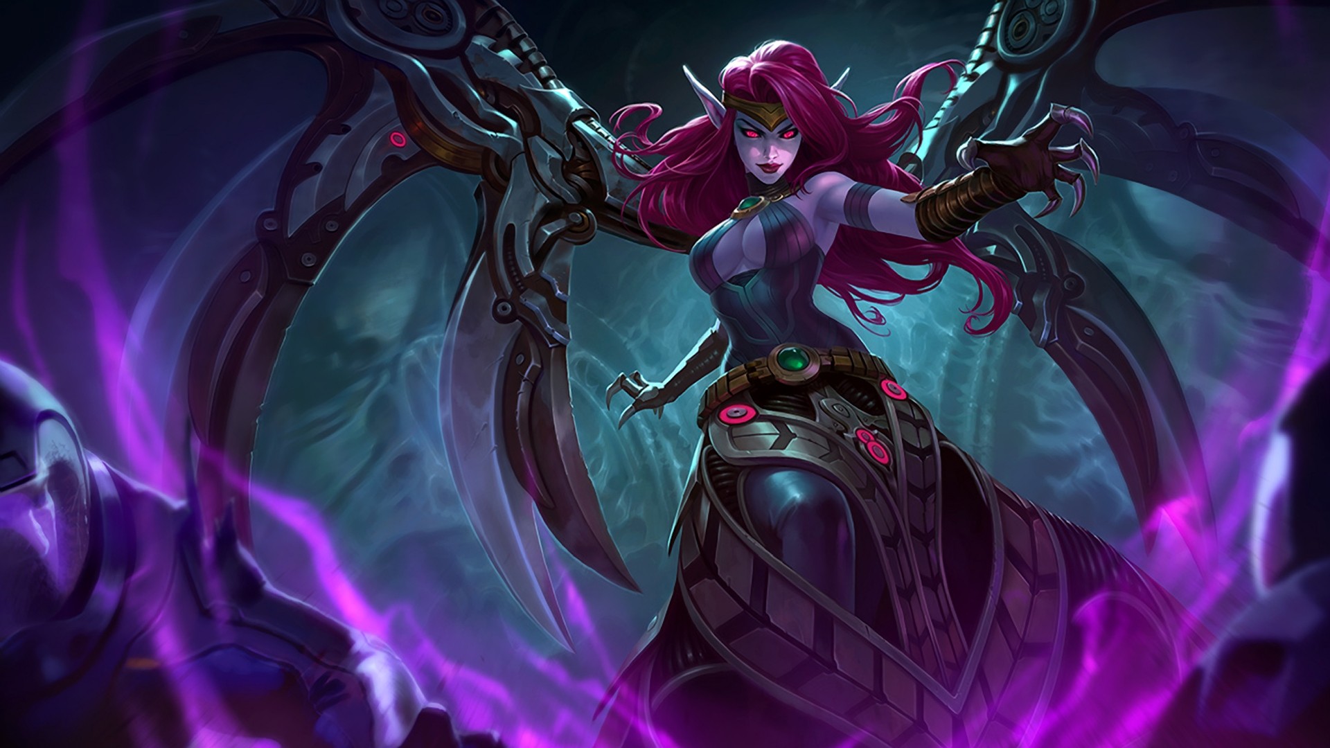 General 1920x1080 Morgana (League of Legends) League of Legends fantasy girl red eyes PC gaming redhead boobs video game warriors video game girls video game characters glowing eyes long hair pointy ears fantasy art