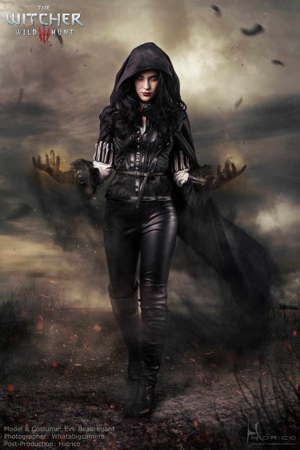 General 1024x1536 cosplay Yennefer of Vengerberg Eve Beauregard The Witcher 3: Wild Hunt tight clothing video game girls video game characters hoods RPG video games PC gaming looking at viewer women standing model watermarked