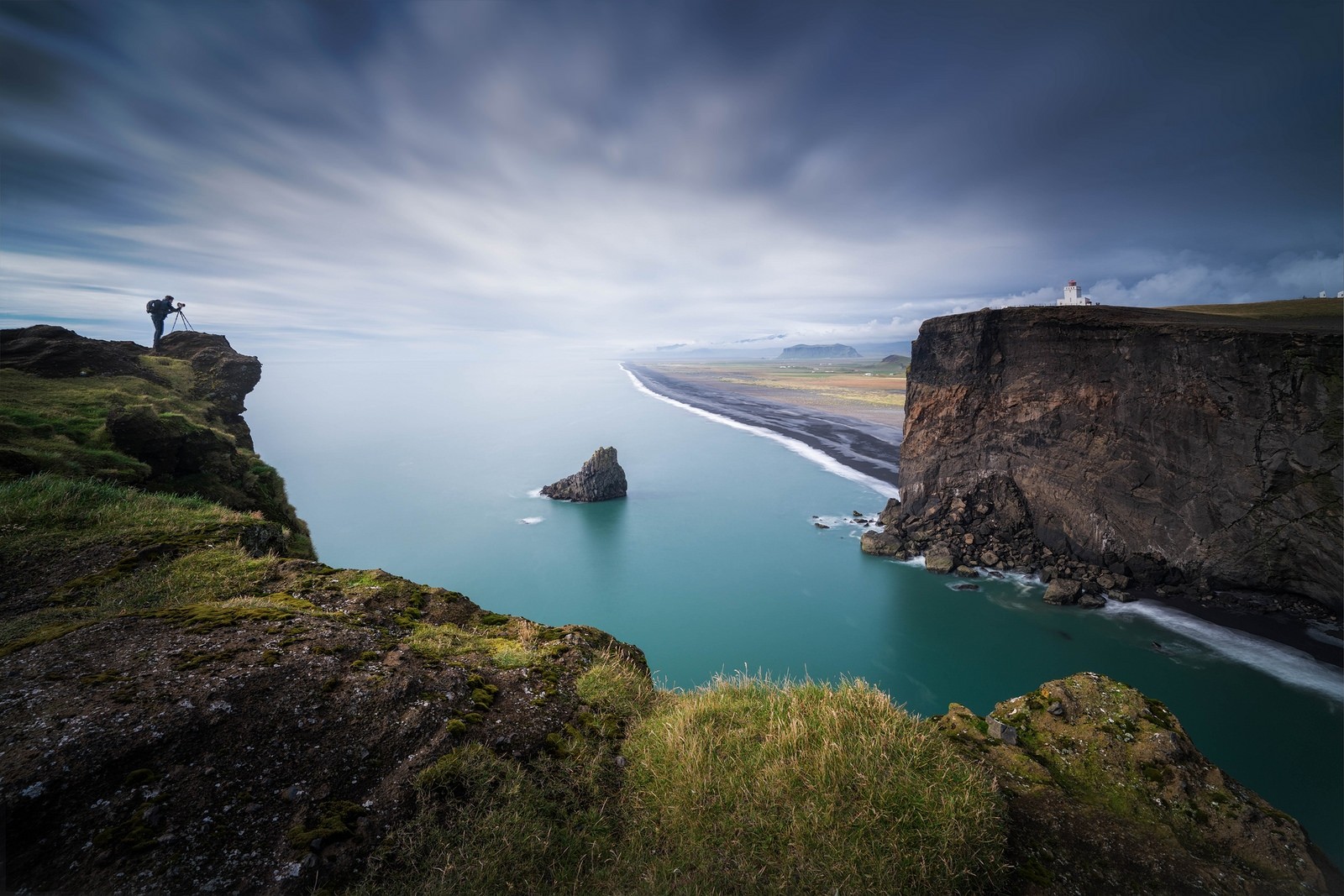 General 1600x1067 nature landscape photography photographer beach sea cliff lighthouse dark clouds rocks coast Iceland