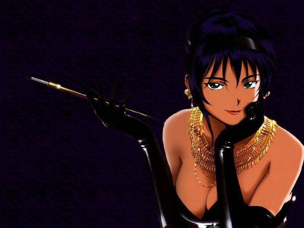 Anime 1024x768 Cowboy Bebop Faye Valentine anime girls anime women boobs cigarettes red lipstick necklace looking at viewer