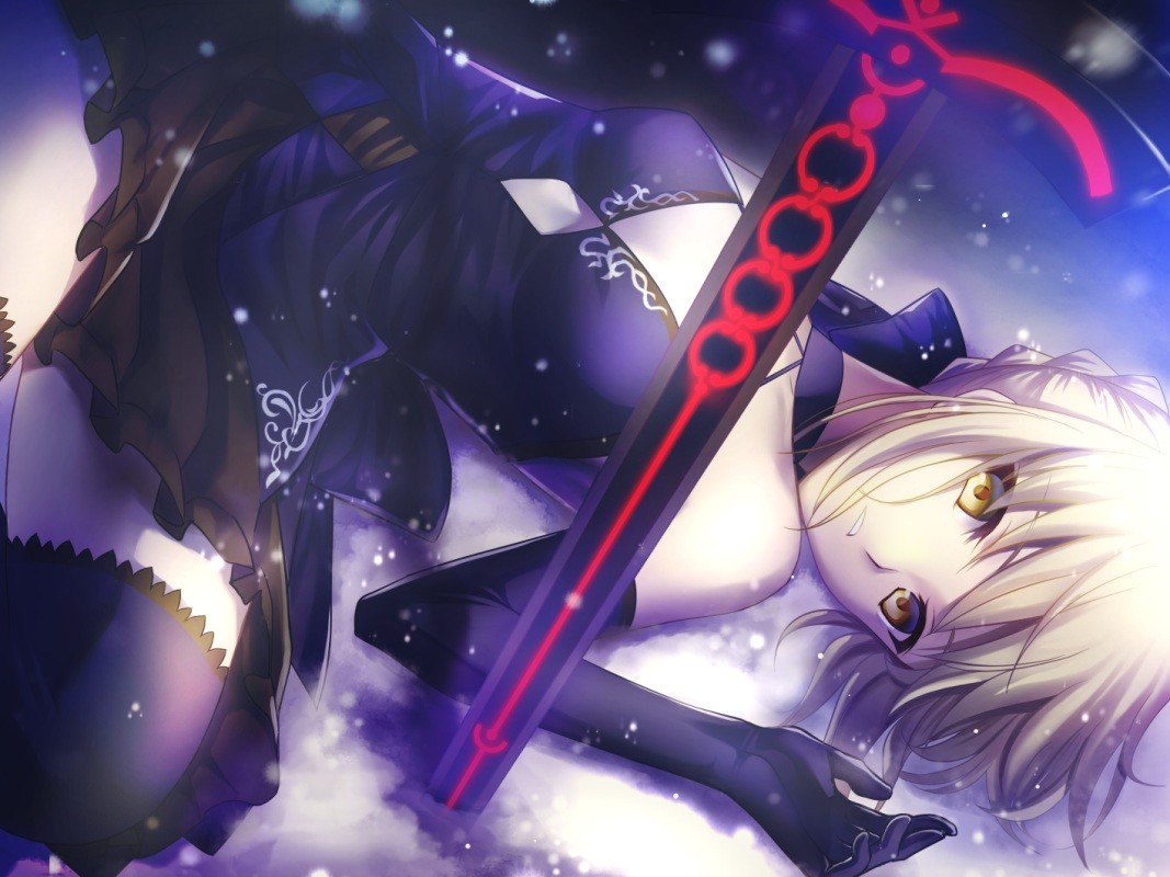 Anime 1067x800 Fate/Grand Order Saber Alter anime girls sword anime Fate series Pixiv women with swords fantasy art fantasy girl weapon