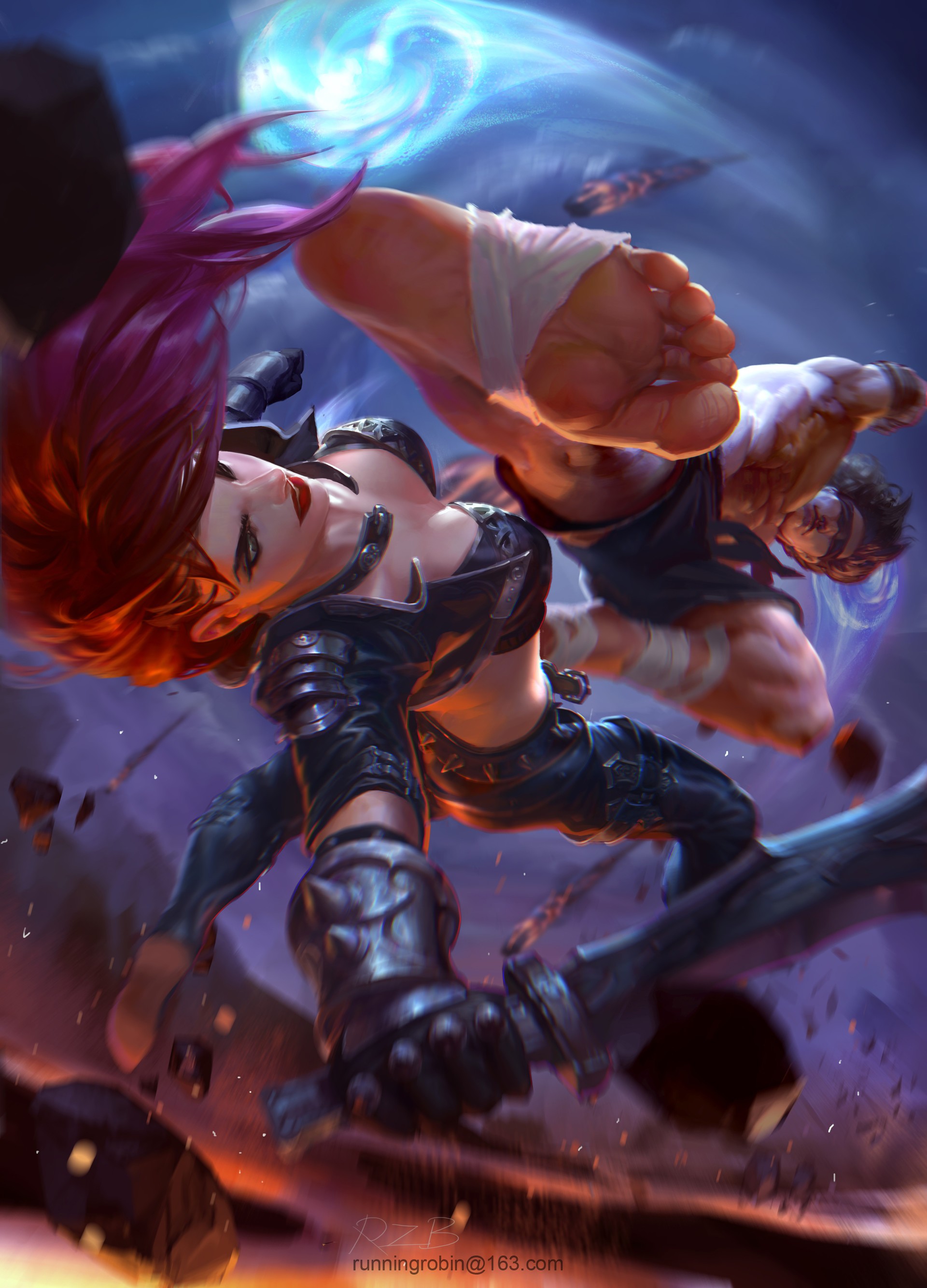General 1920x2667 fantasy art League of Legends Lee Sin (League of Legends) Katarina (League of Legends) PC gaming boobs feet red lipstick video game girls video game men video game art