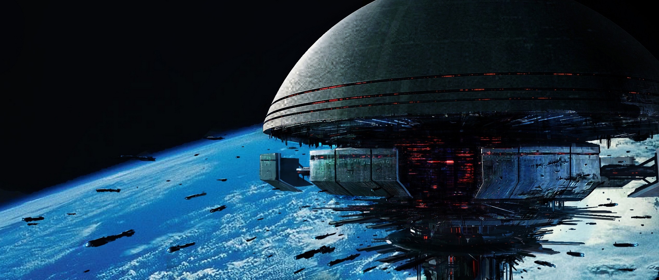General 2537x1080 fantasy art futuristic science fiction planet space station