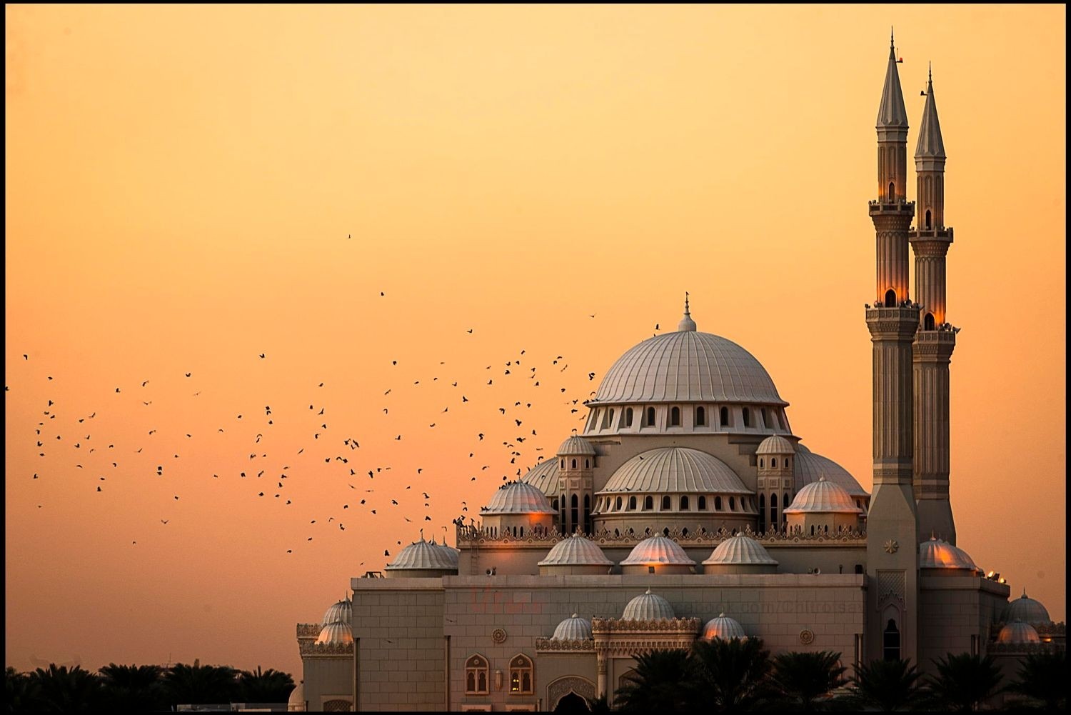 General 1500x1001 photography nature landscape mosque architecture Islam flying birds sunset lights religion India