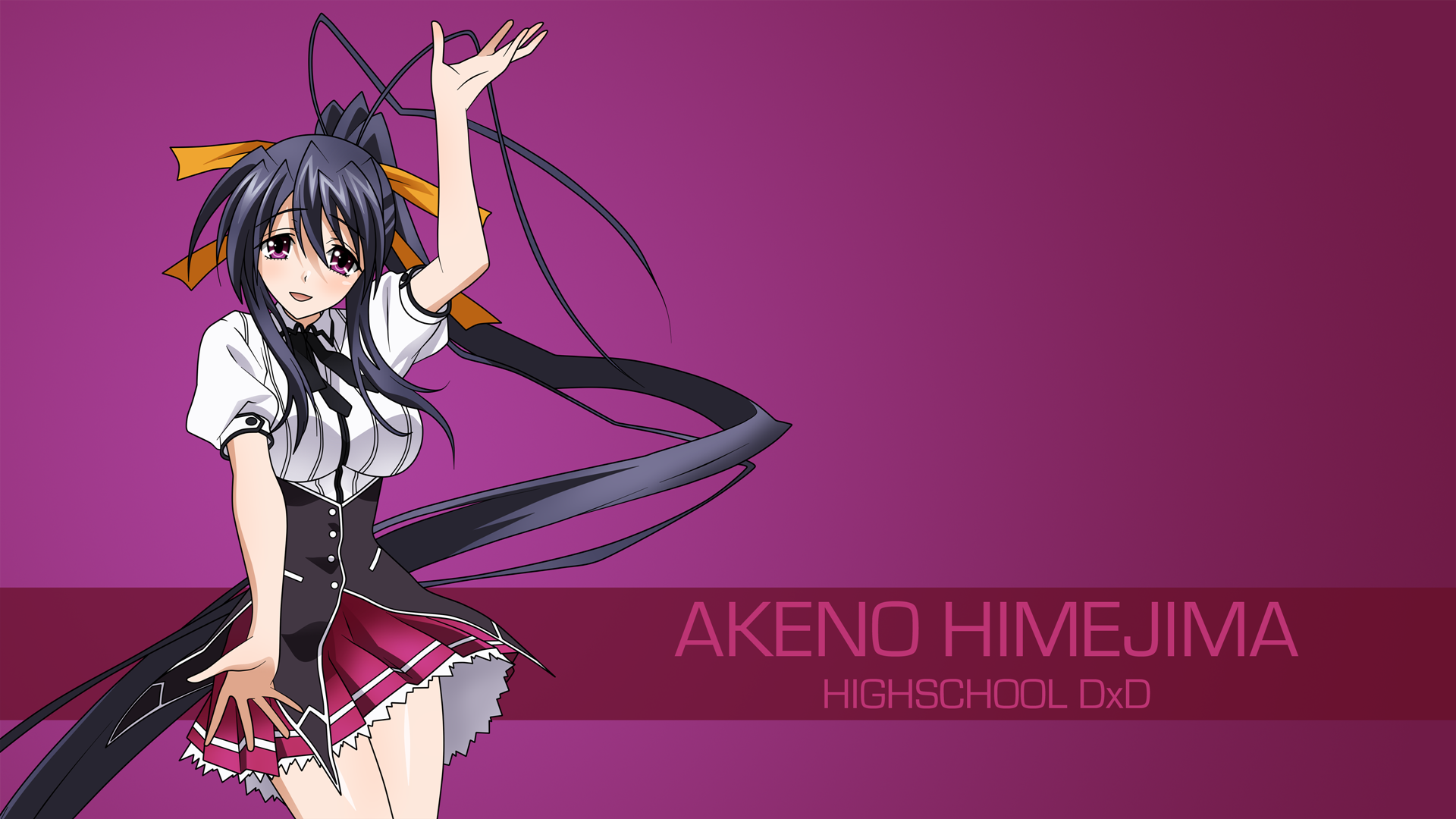 Anime 1920x1080 High School DxD Himejima Akeno anime girls anime arms up purple background gradient