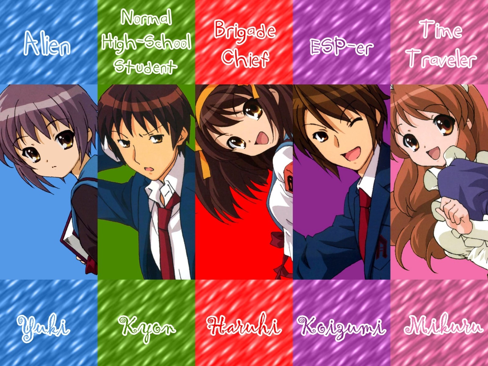 Anime 1600x1200 anime The Melancholy of Haruhi Suzumiya anime girls collage anime boys
