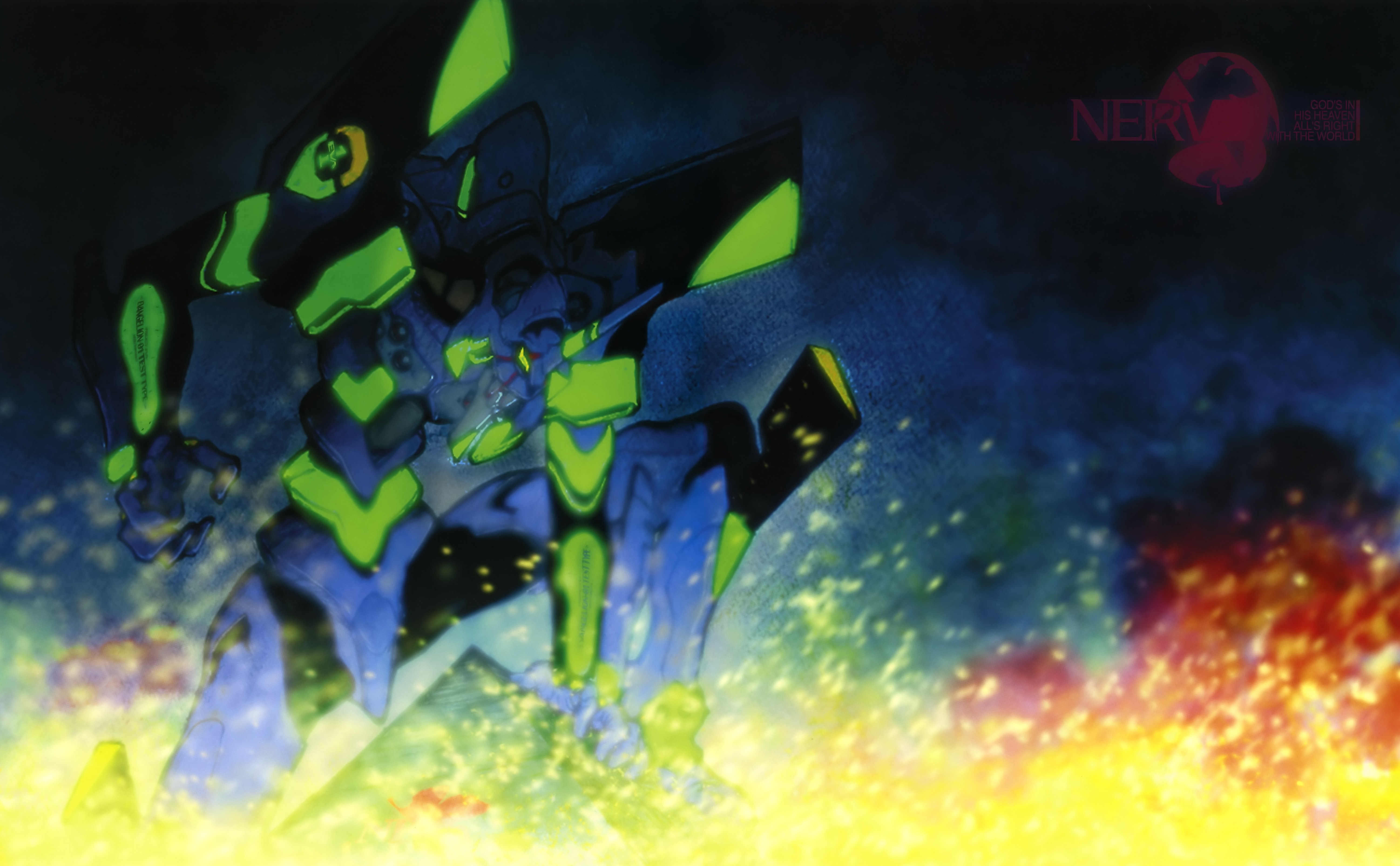 Anime 6014x3718 anime Neon Genesis Evangelion green dark fire