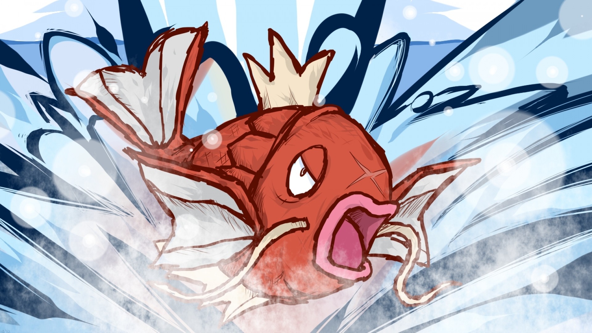 General 1920x1080 Magikarp Pokémon drawing digital art fish open mouth