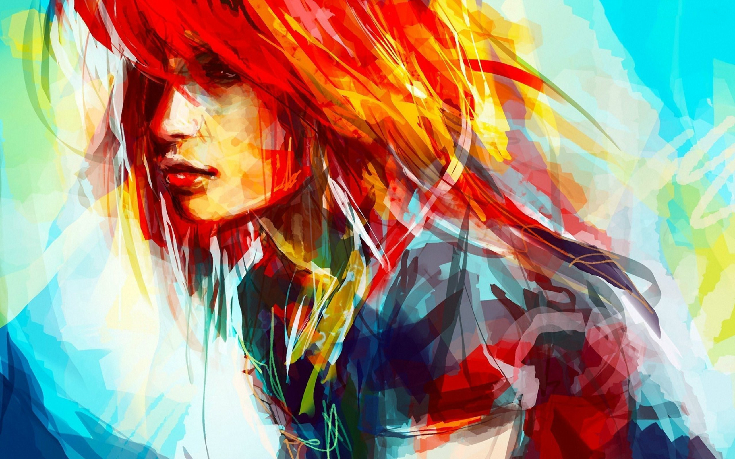 General 2560x1600 women painting redhead artwork face portrait alicexz digital art Hayley Williams