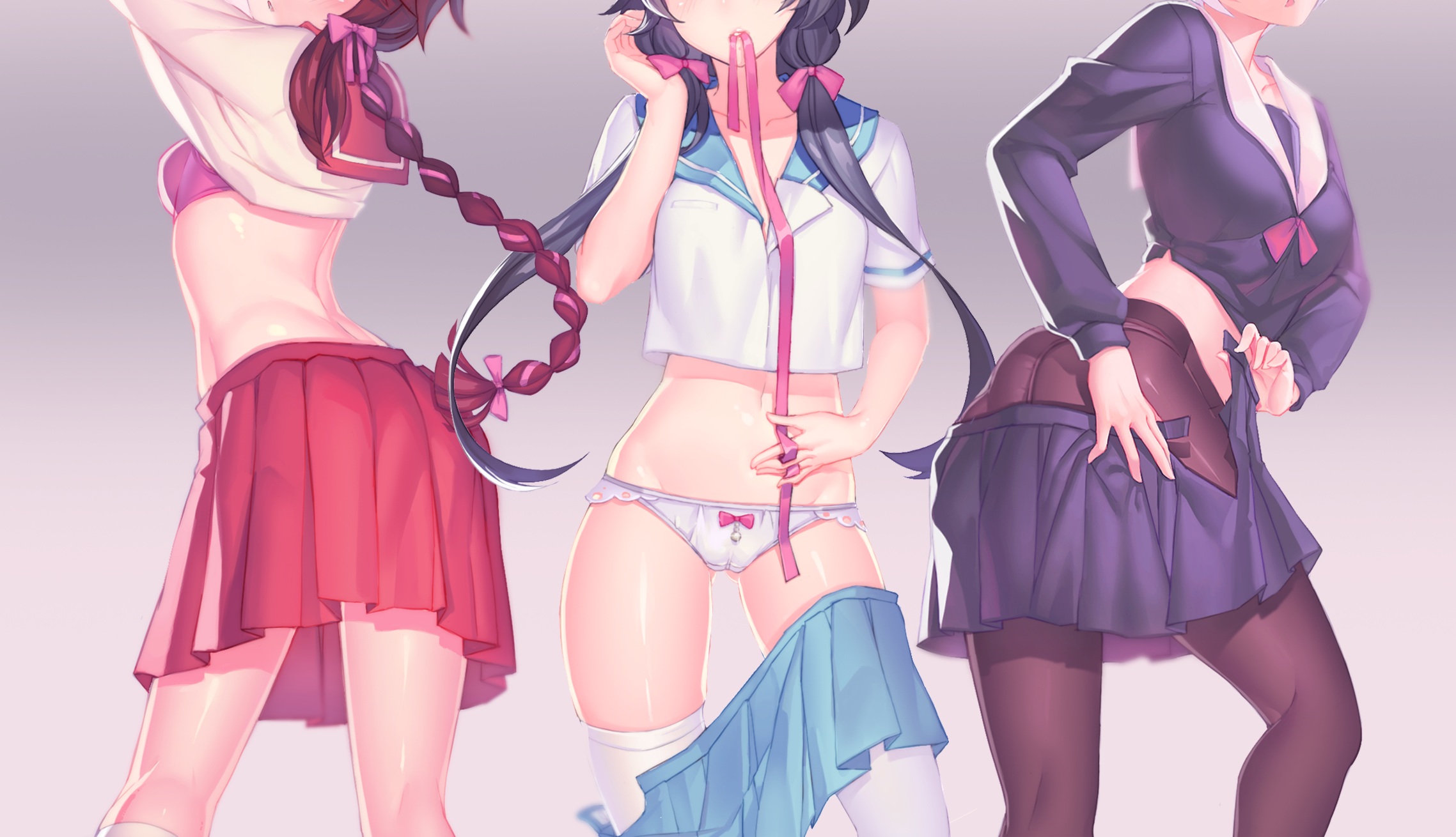 Anime 2277x1310 Yan He Vocaloid panties cameltoe back undressing skirt