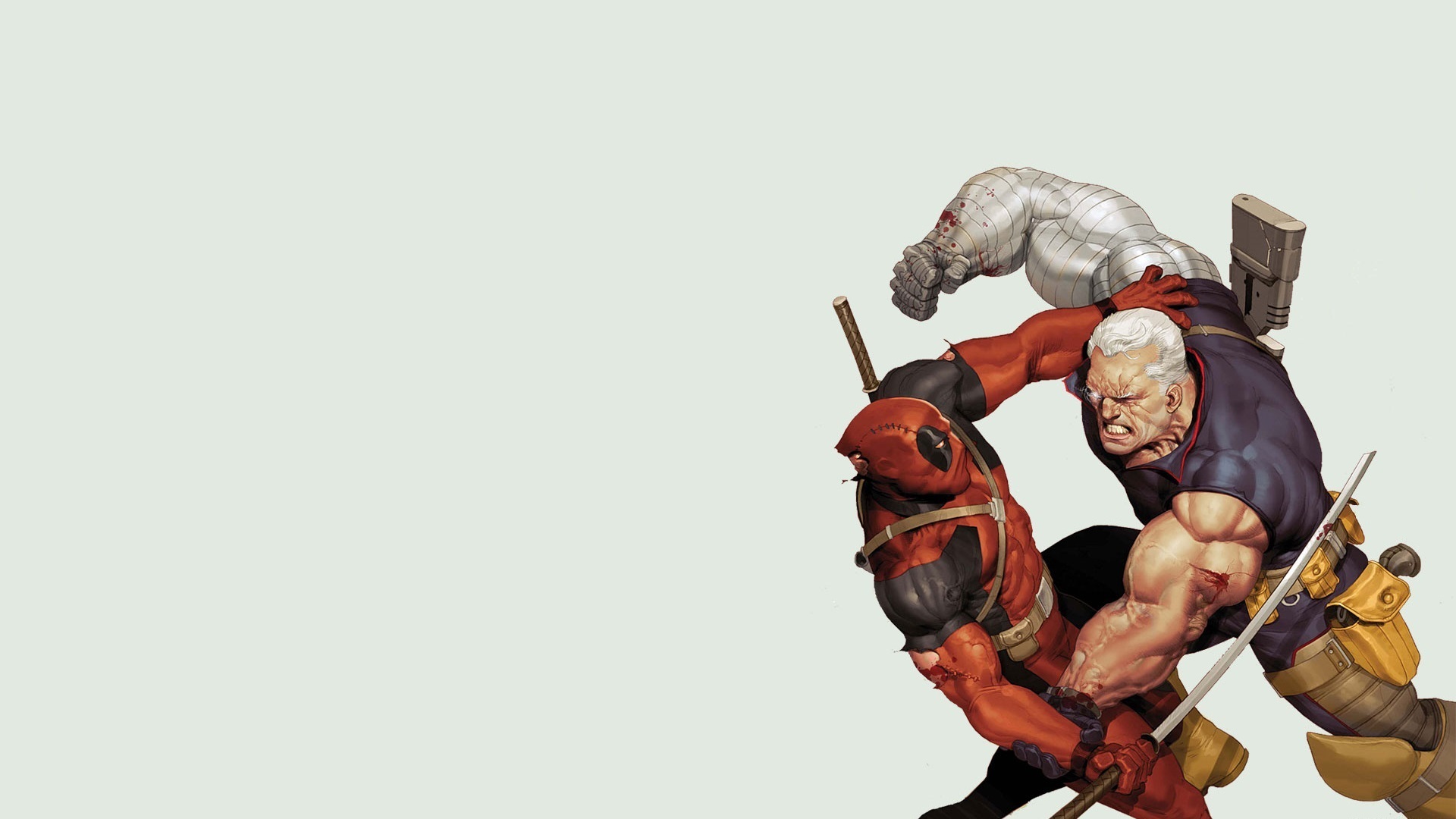 General 1920x1080 Marvel Comics comics Deadpool antiheroes white background wounds Wade Wilson muscles simple background comic art