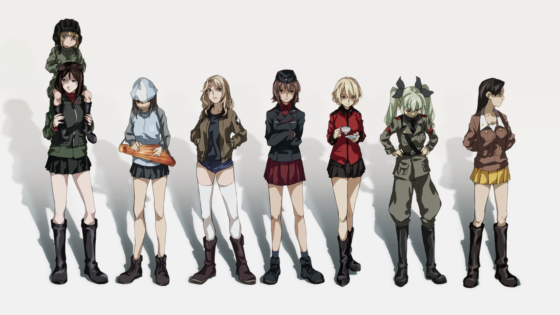 Anime 1920x1080 Girls und Panzer Nonna (Girls und Panzer) Katyusha (Girls und Panzer) Darjeeling Nishizumi Maho Kay (Girls und Panzer) Anchovy (Girls und Panzer) anime girls Mika (Girls Und Panzer)