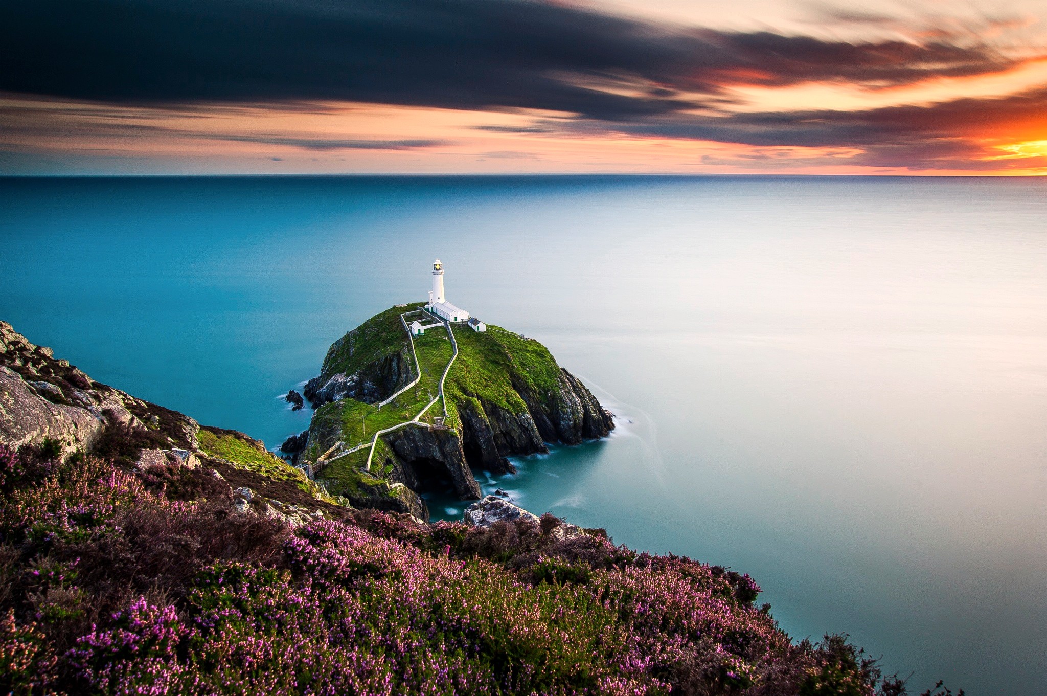 General 2048x1361 Wales lighthouse flowers coast sea UK nature