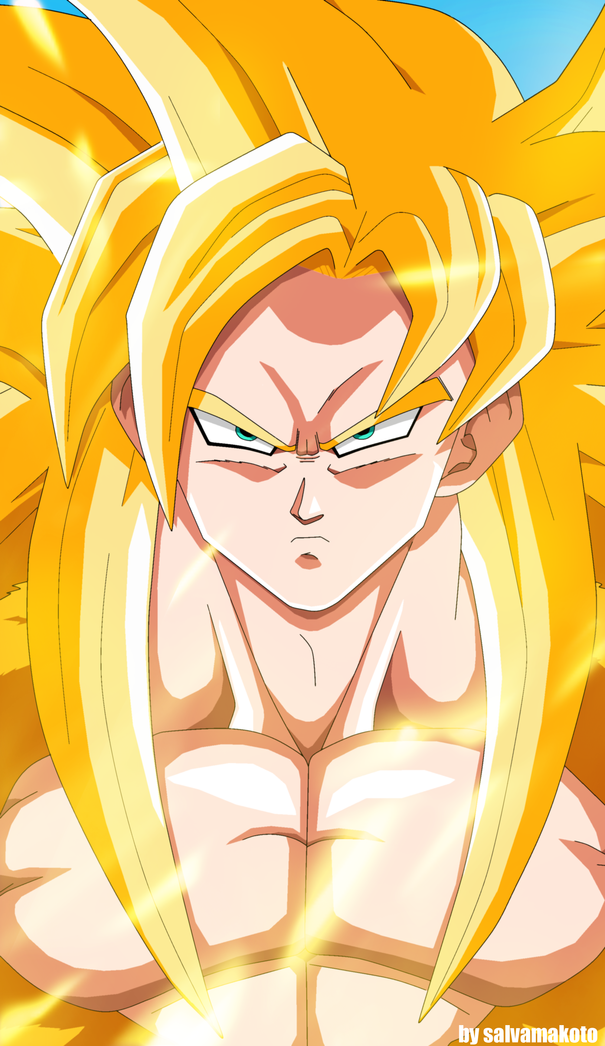 Anime 2000x3457 Son Goku Dragon Ball Dragon Ball Z anime Super Saiyan 3 Super Saiyan muscles anime boys