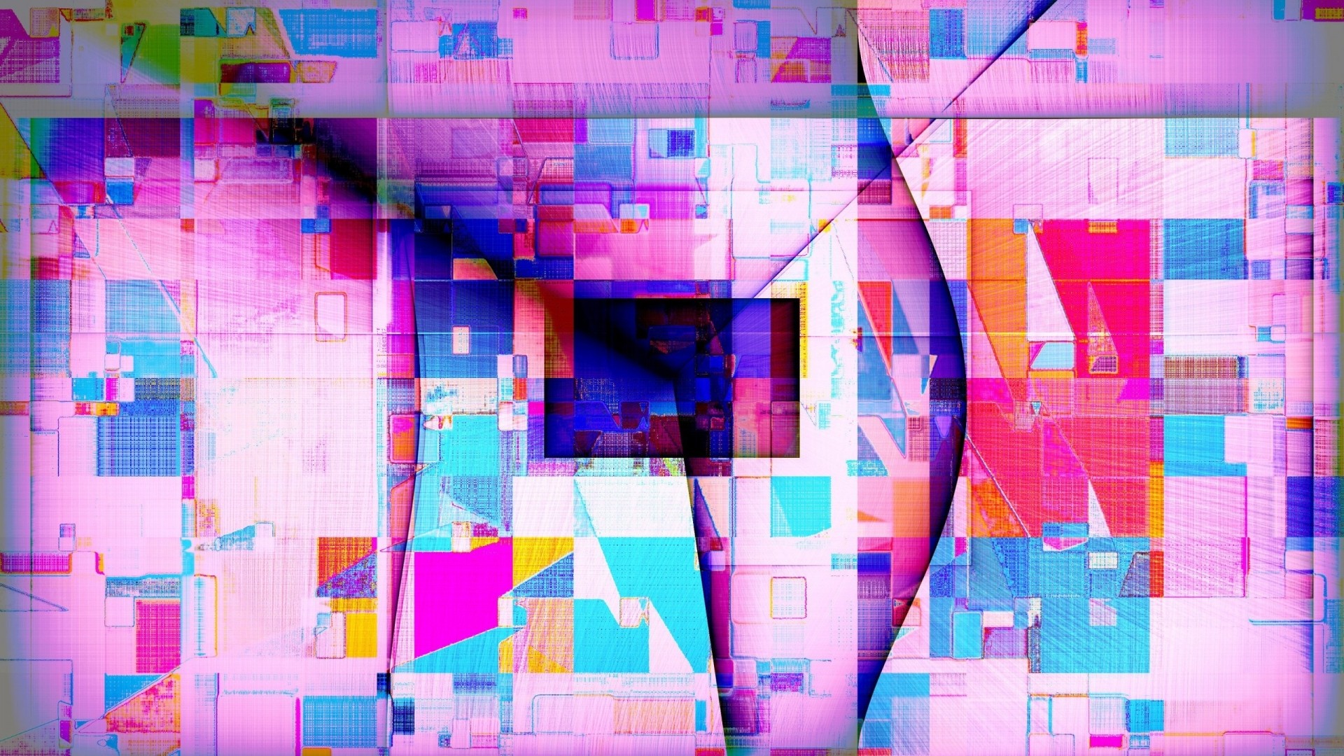 General 1920x1080 digital art abstract geometry colorful rectangle triangle square lines pink