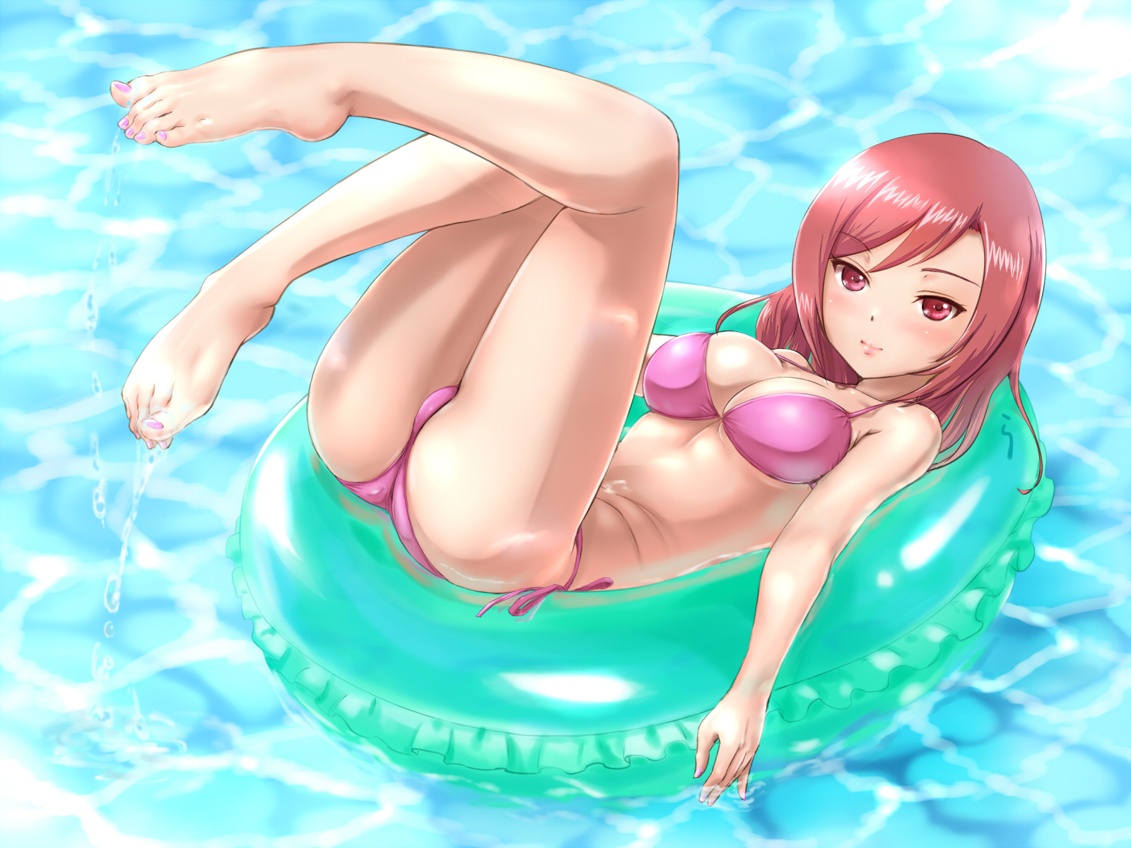 Anime 1600x1200 Nishikino Maki Love Live! anime girls cleavage bikini swimming pool ass