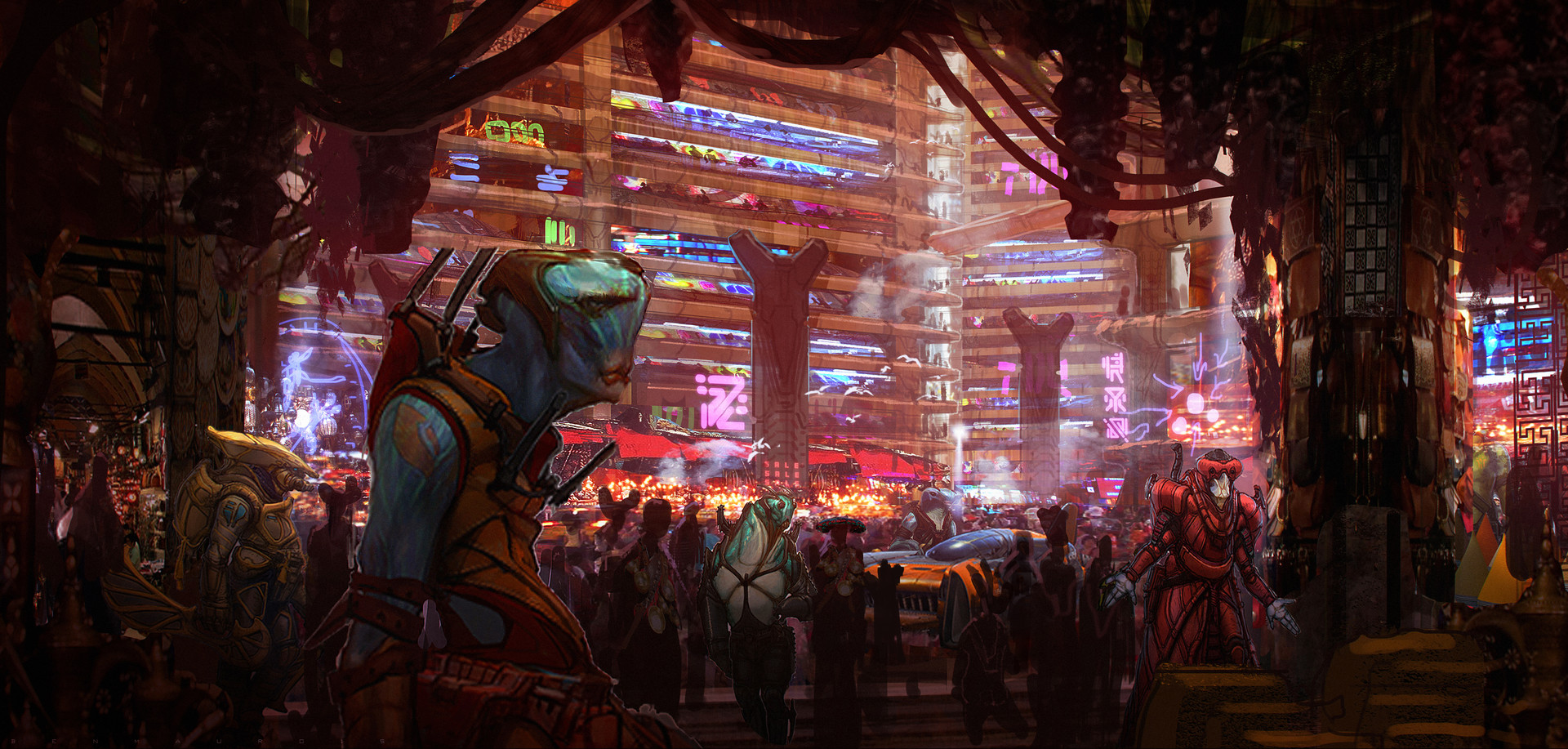 General 1920x917 Valerian and the City of a Thousand Planets Big Market aliens crowds Ben Mauro science fiction movies futuristic futuristic city artwork