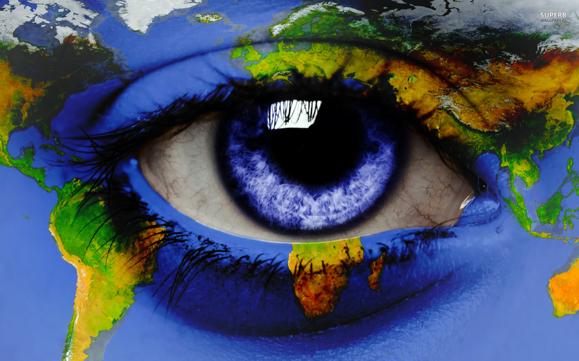General 1920x1200 eyes eyelashes digital art world map blue eyes continents North America Africa South America Europe Asia Australia