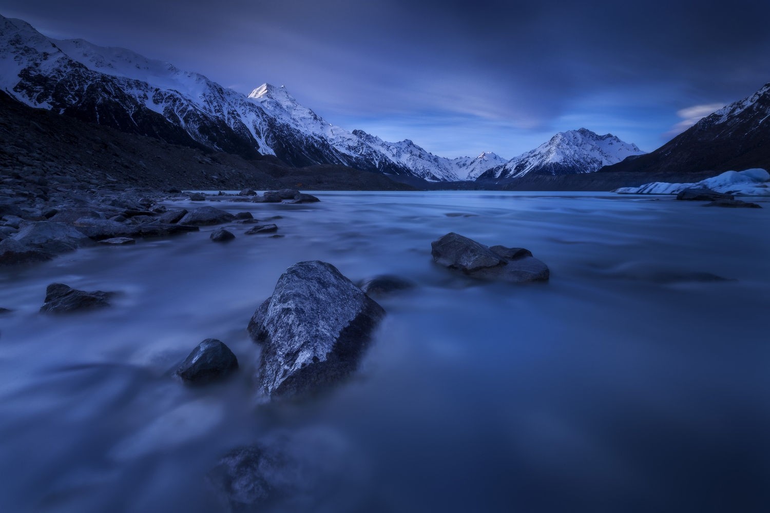 General 1500x1000 nature photography landscape lake mountains snow sunrise blue New Zealand violet 500px