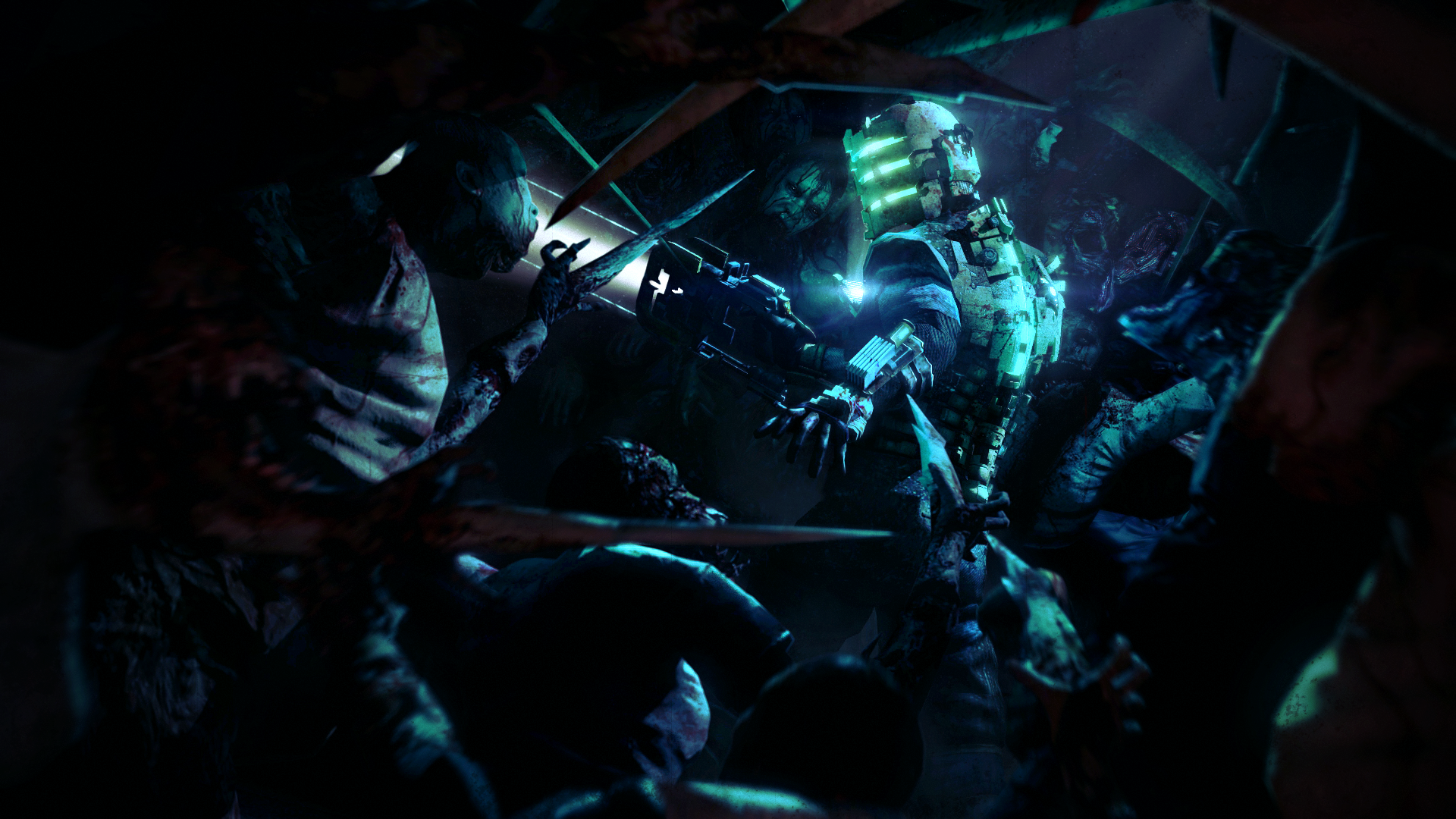 General 1920x1080 Dead Space Isaac Clarke Necromorphs blue video game art science fiction horror video games
