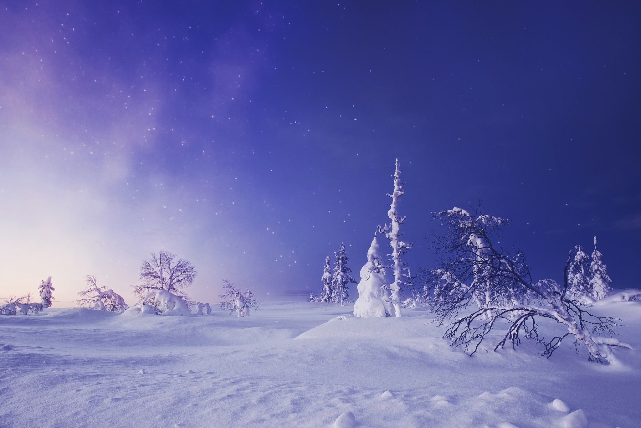 General 2048x1367 landscape snow nature winter violet stars