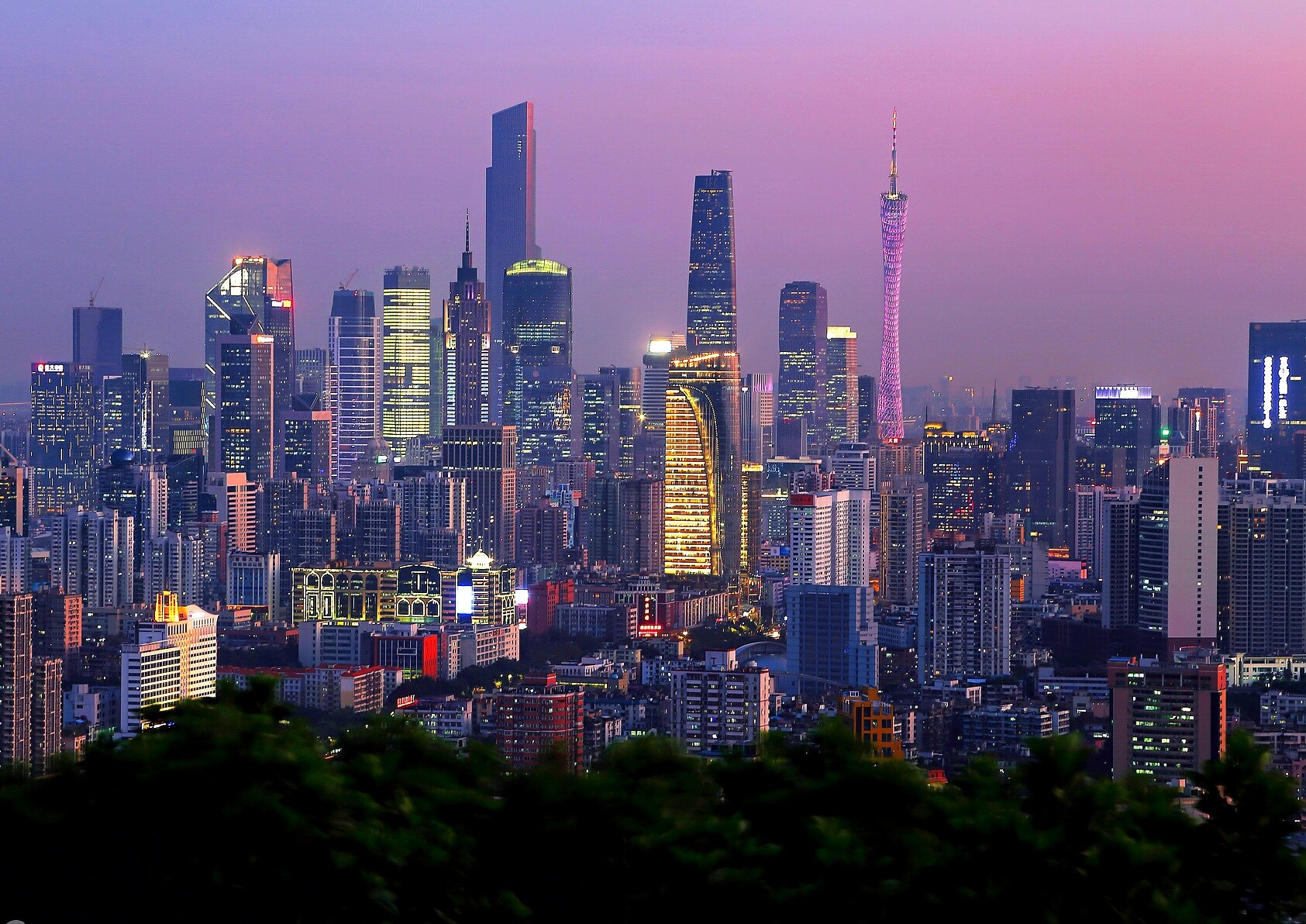 General 1685x1192 city cityscape city lights purple sky Guangzhou canton