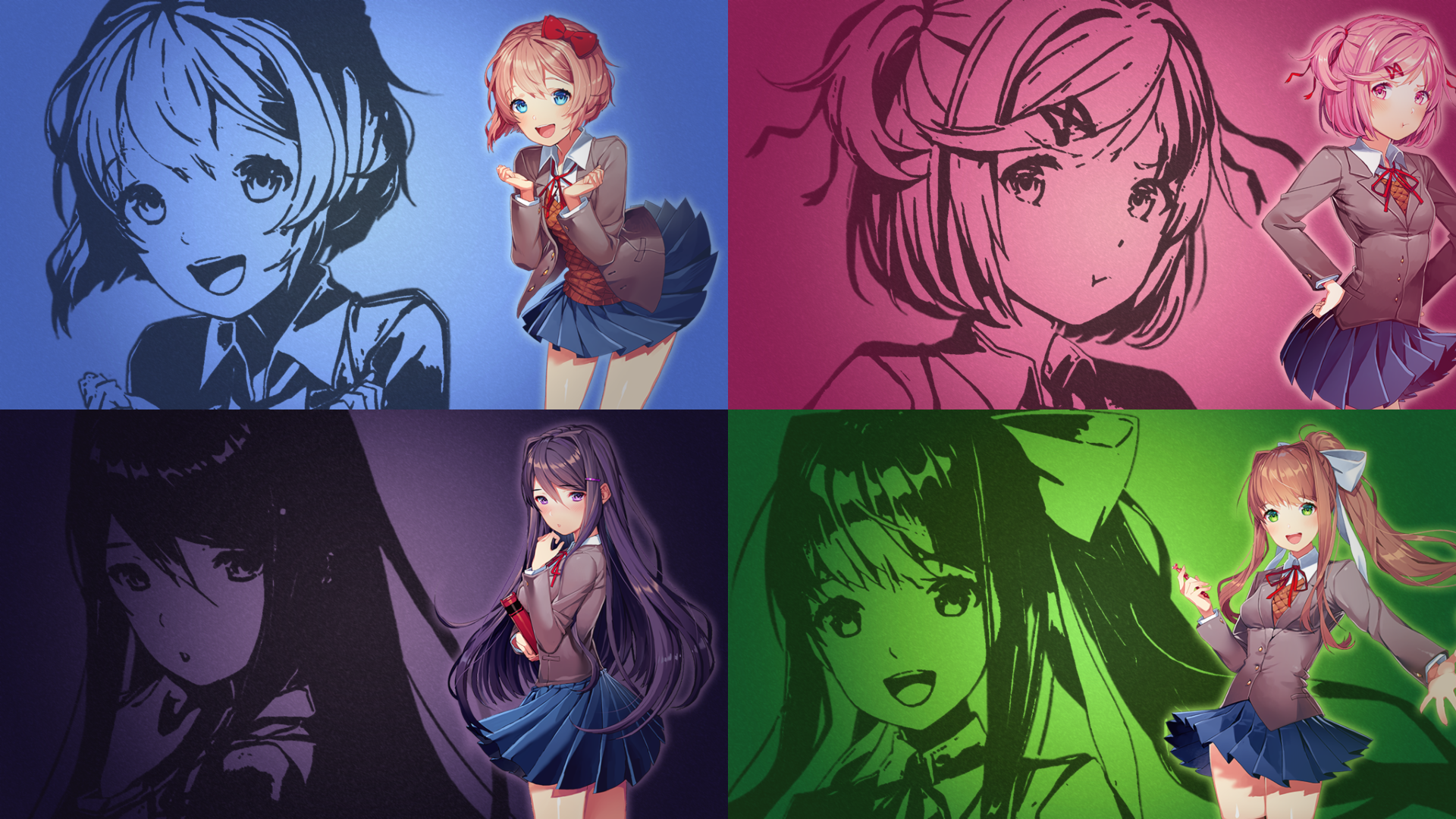 Doki Doki Literature Club, anime girls, Monika (Doki Doki Literature Club),  Sayori (Doki Doki Literature Club), HD phone wallpaper
