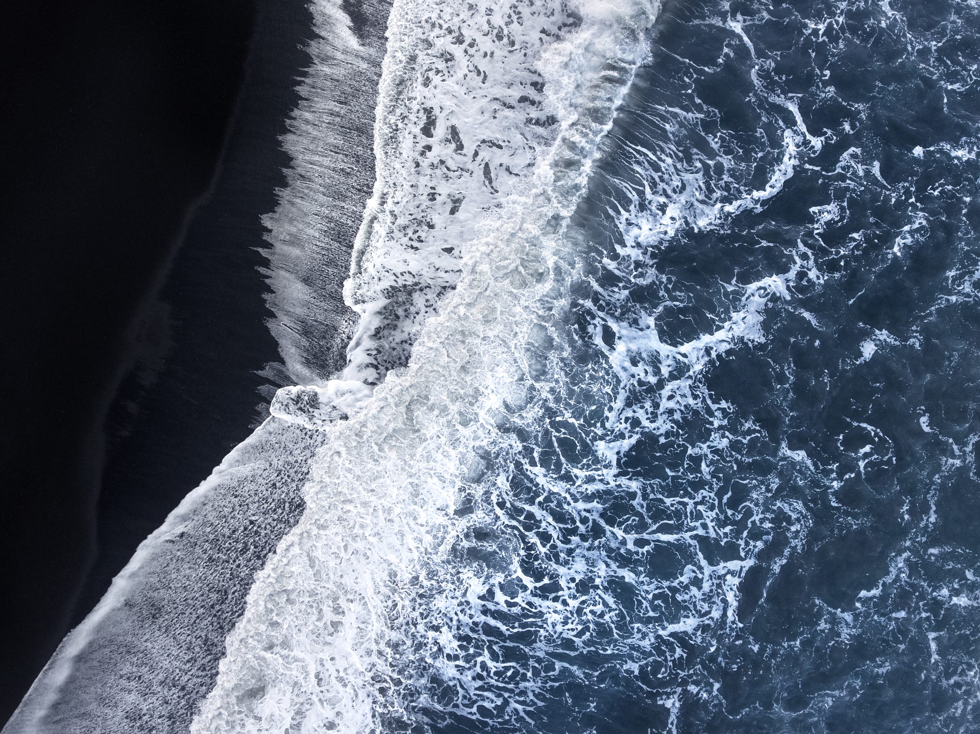 General 2000x1499 nature landscape shore waves drone aerial view water Pacific Ocean black sand