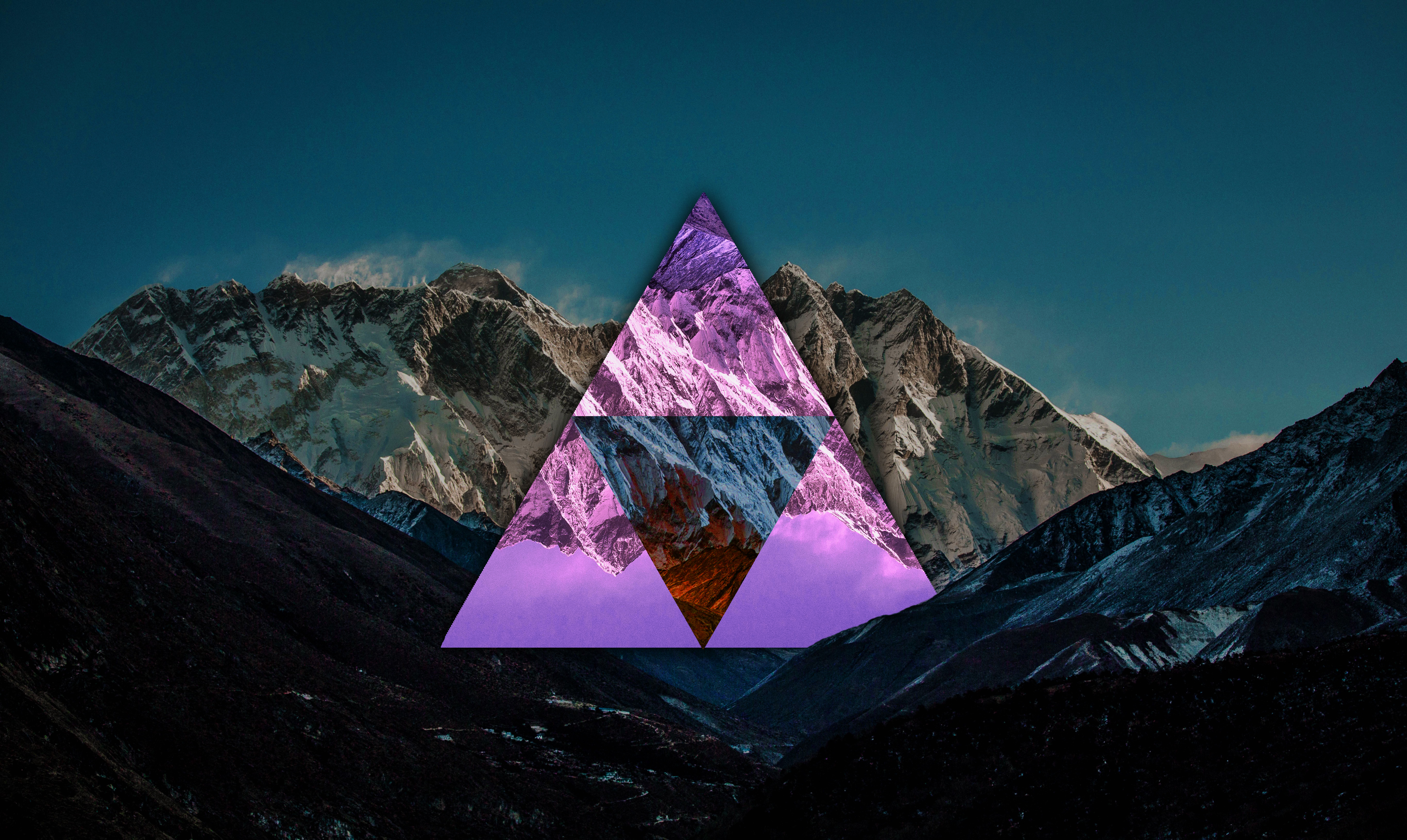 General 5462x3262 mountain pass triangle minimalism clear sky polyscape