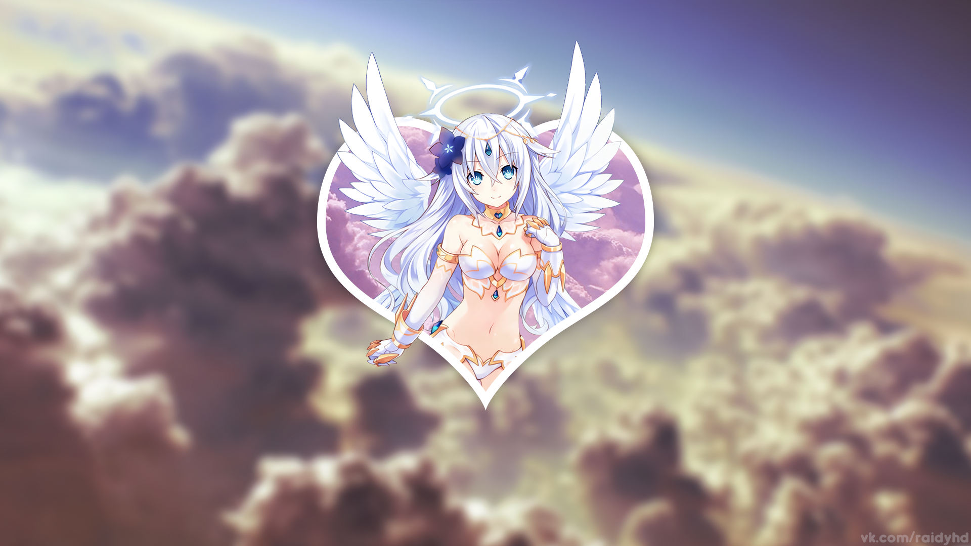 Anime 1920x1080 anime angel clouds heart picture-in-picture angel girl watermarked