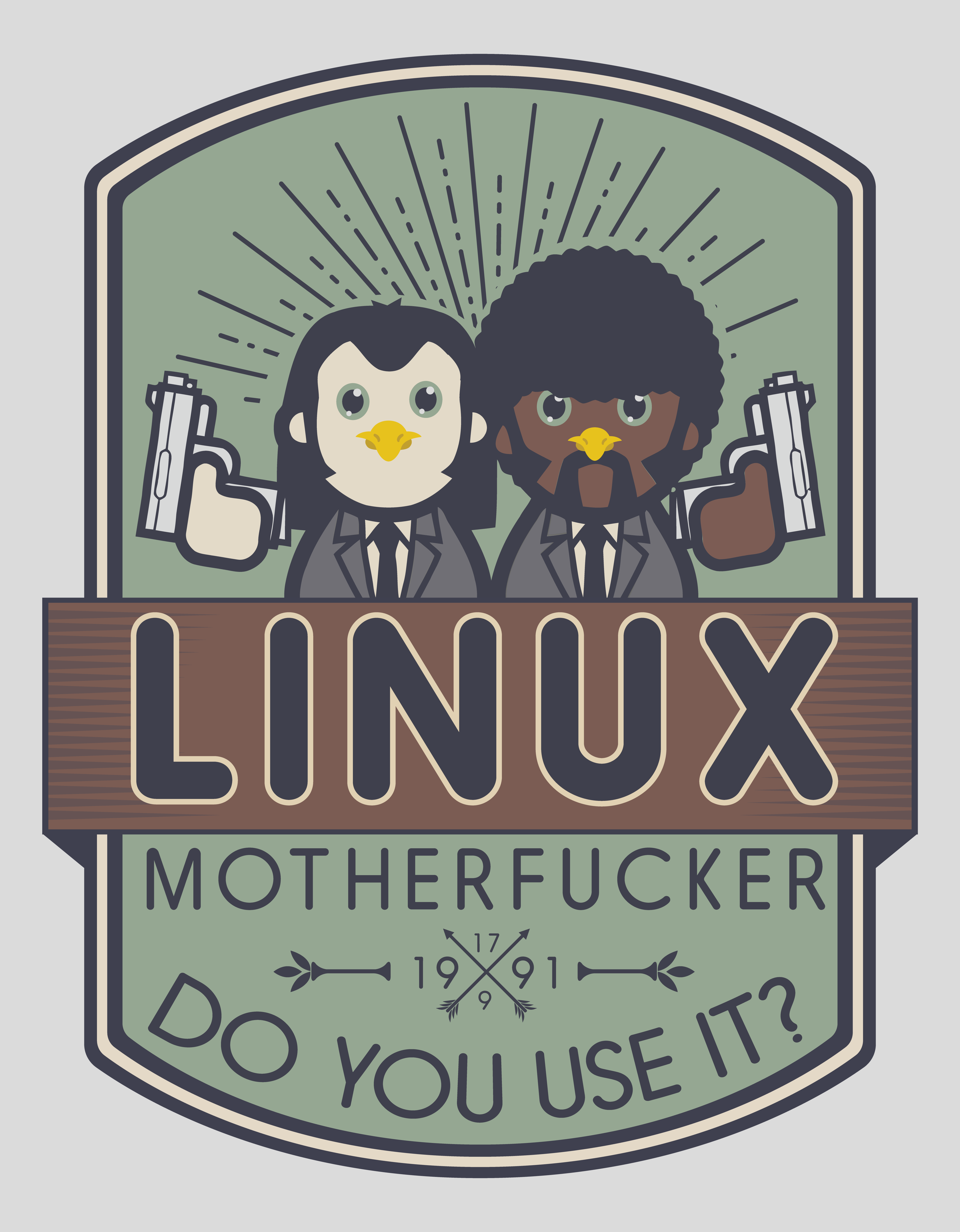 General 5000x6418 Linux Pulp Fiction text crossover Tux operating system