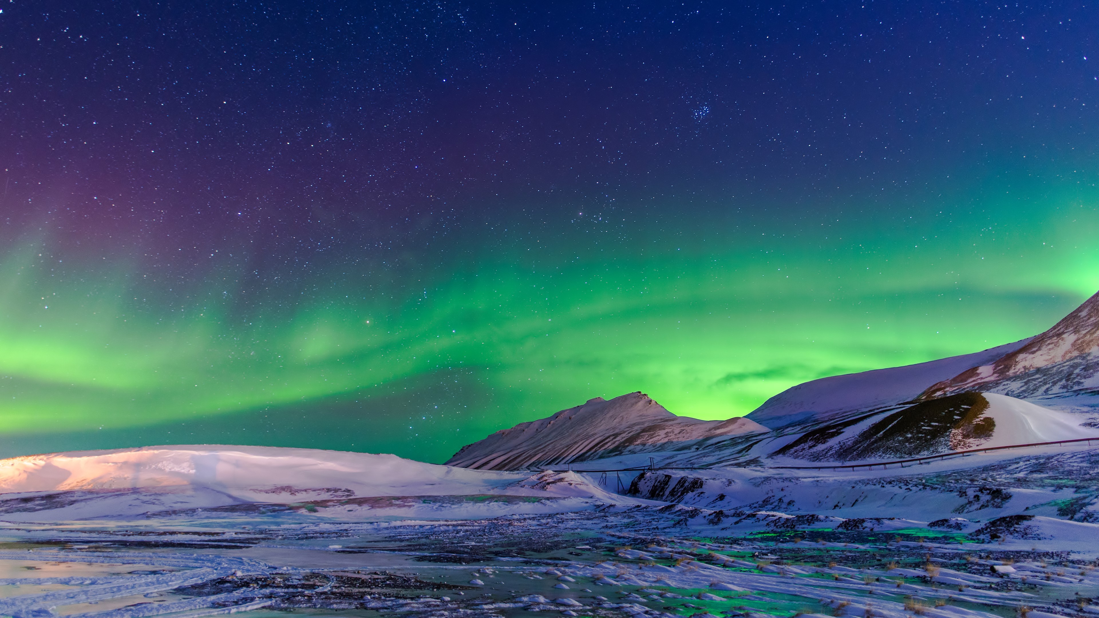 General 3840x2160 landscape night sky sky stars aurorae cold winter ice nordic landscapes