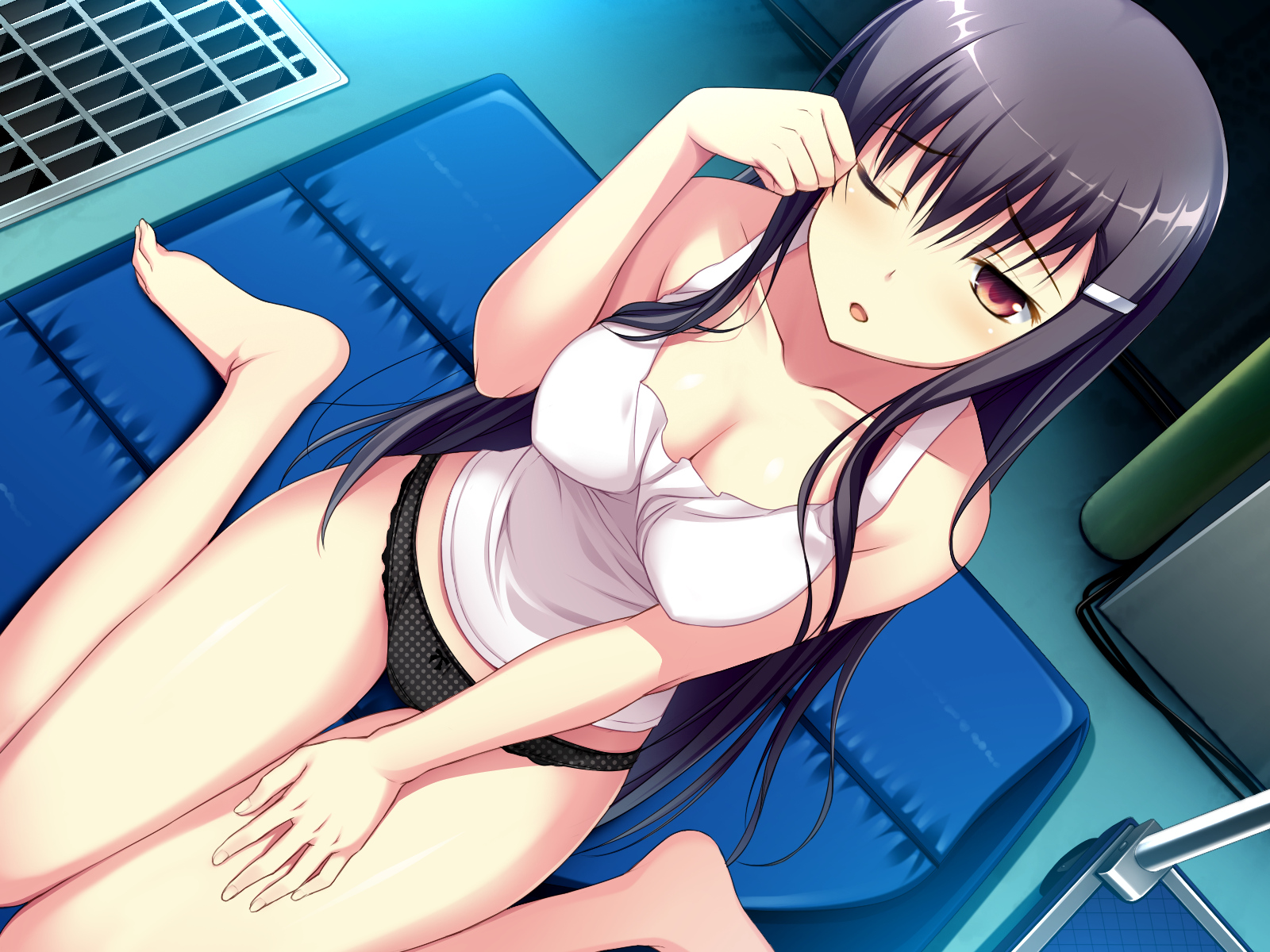 Anime 1600x1200 Worlds and World's end cleavage panties brunette sleepy Amakura