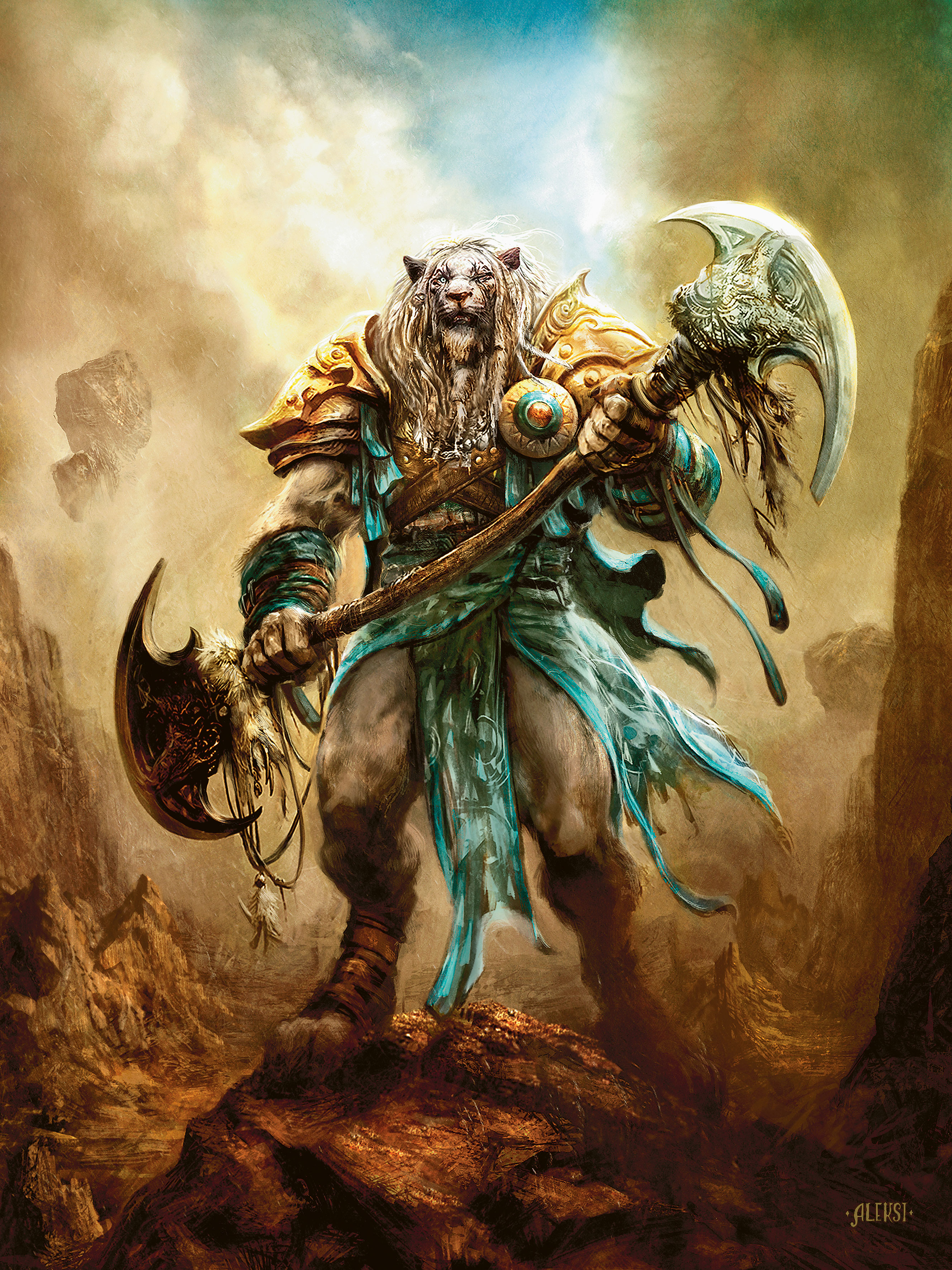 General 2657x3543 gamer Magic: The Gathering creature warrior fantasy art Ajani Goldmane digital art portrait display watermarked