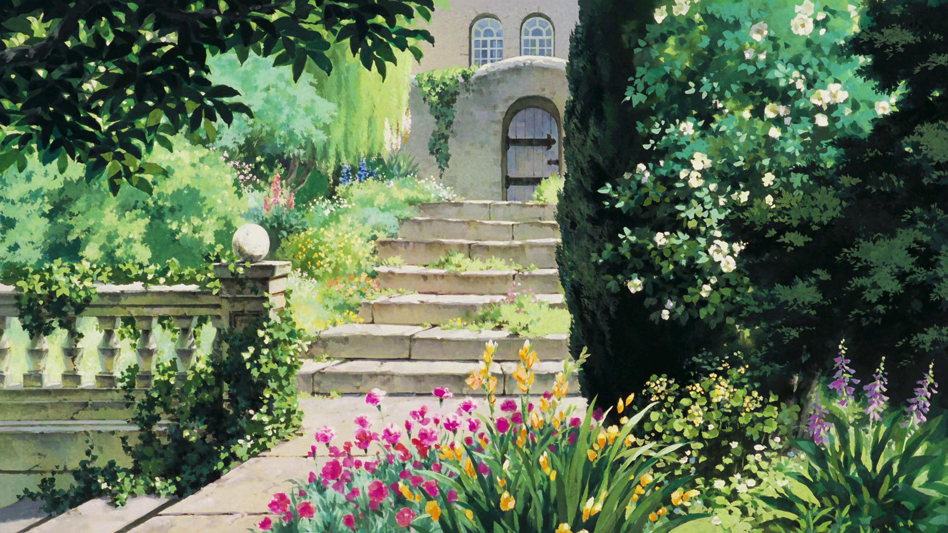 General 1920x1080 stairs garden Studio Ghibli