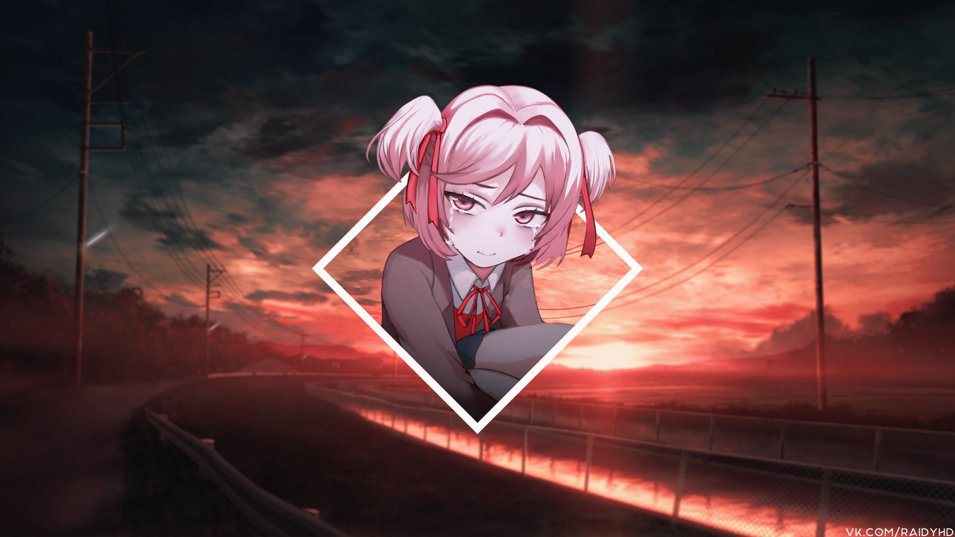 Anime 1920x1080 anime picture-in-picture anime girls Natsuki (Doki Doki Literature Club) Doki Doki Literature Club