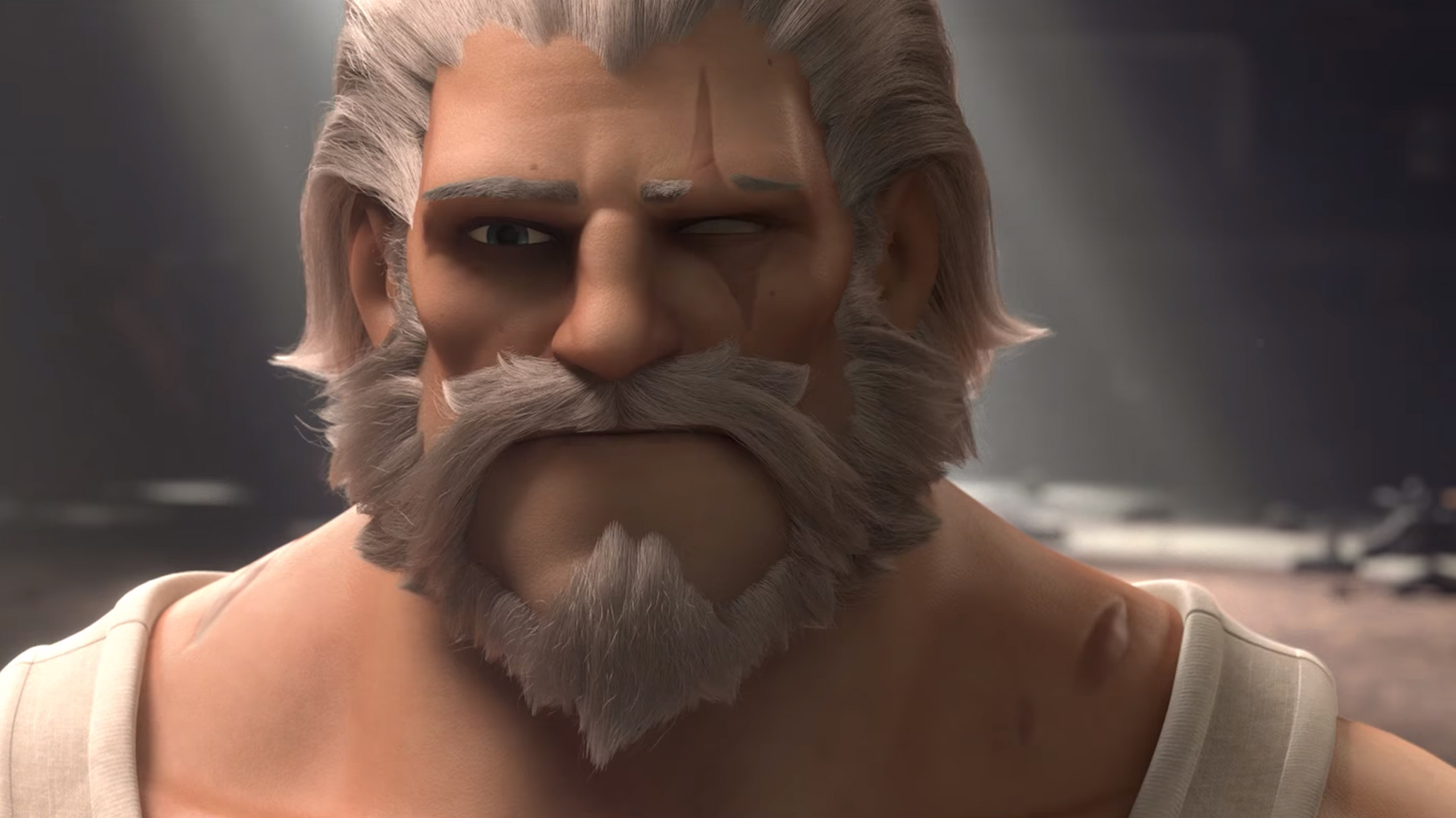 General 1920x1080 Reinhardt (Overwatch) Overwatch video games beard gray hair scars animation video game characters Blizzard Entertainment German