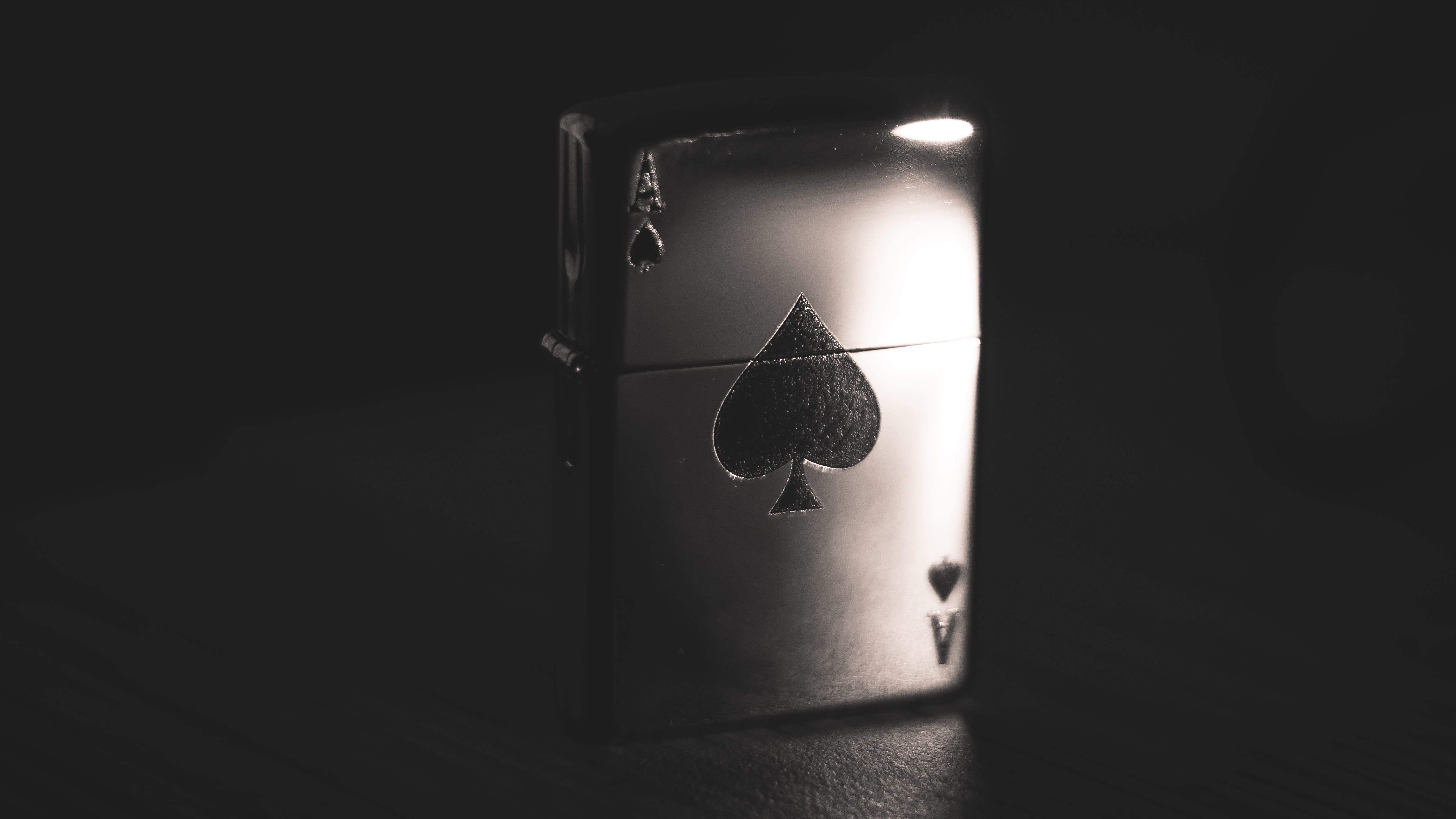 General 5008x2817 zippo lighter dark monochrome macro Ace of Spades simple background black background
