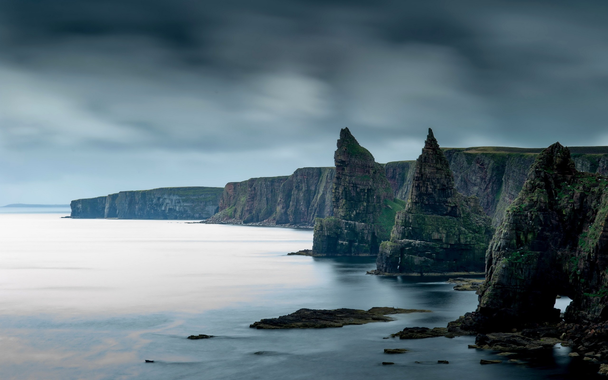 General 2560x1600 coast rocks nature sea Scotland cliff Duncansby Stacks landscape water