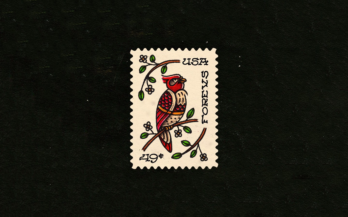 General 1440x900 birds stamps tattoo black background
