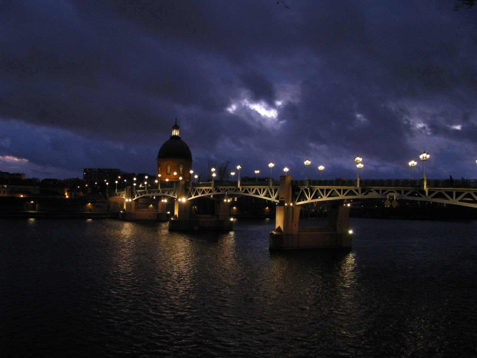 General 1600x1200 Toulouse Pont Saint-Pierre France Garonne bridge river clouds night